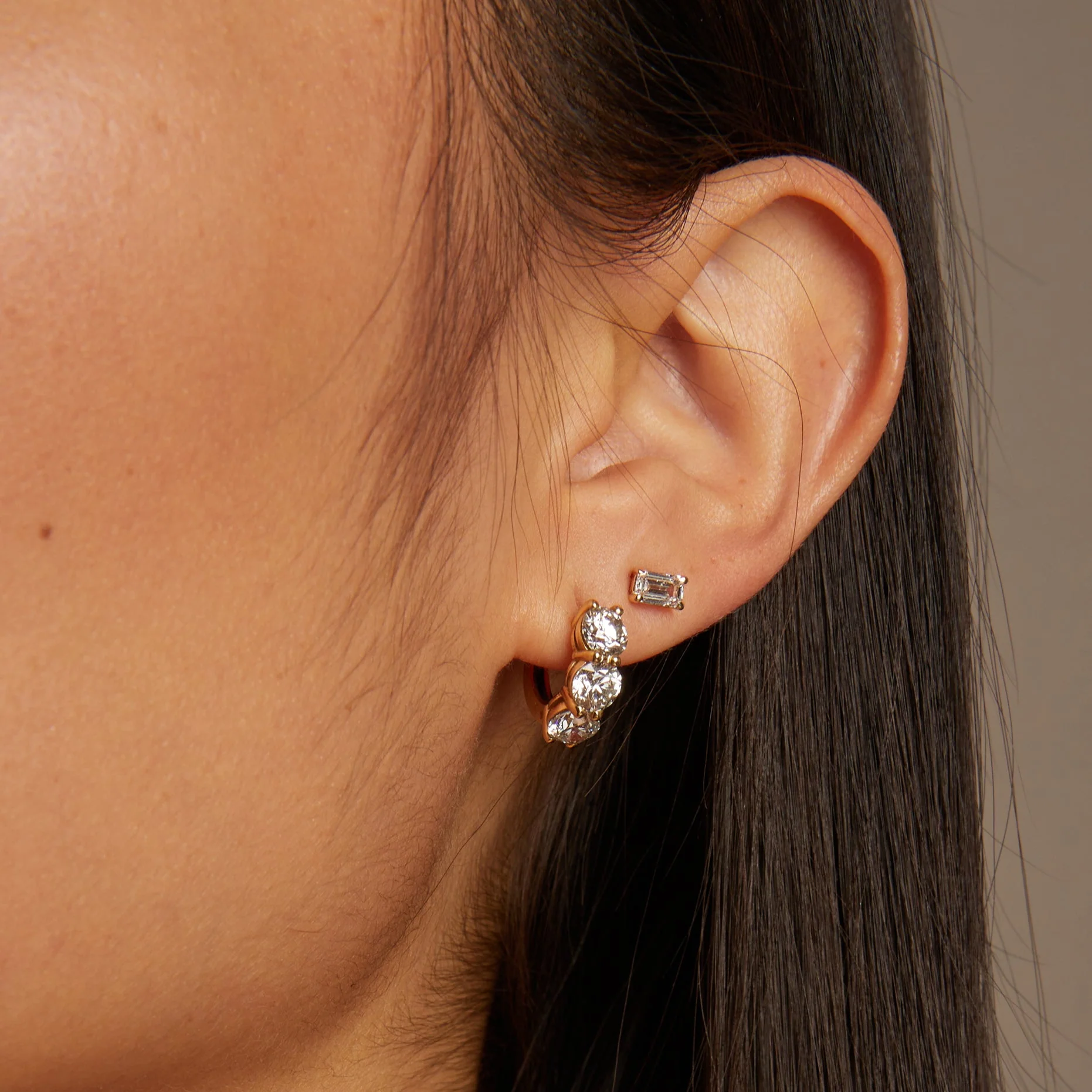 0.5ct Emerald Lab Grown Diamond Stud Earrings - Image 3