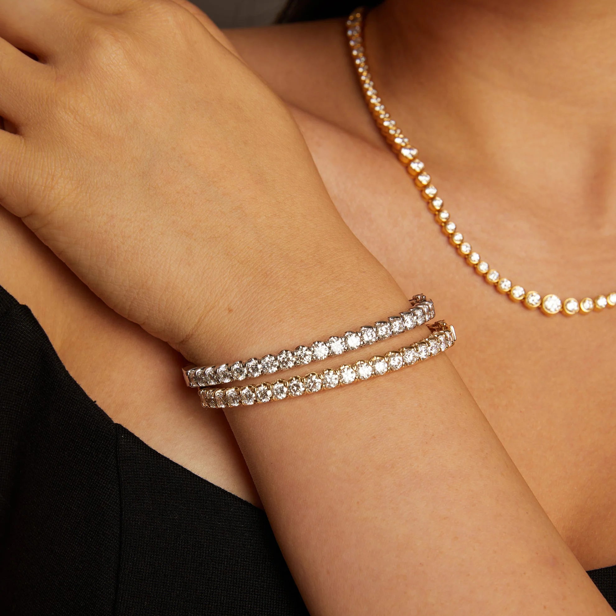 10ct Lab Grown Diamond Hinged Tennis Bracelet - Image 5