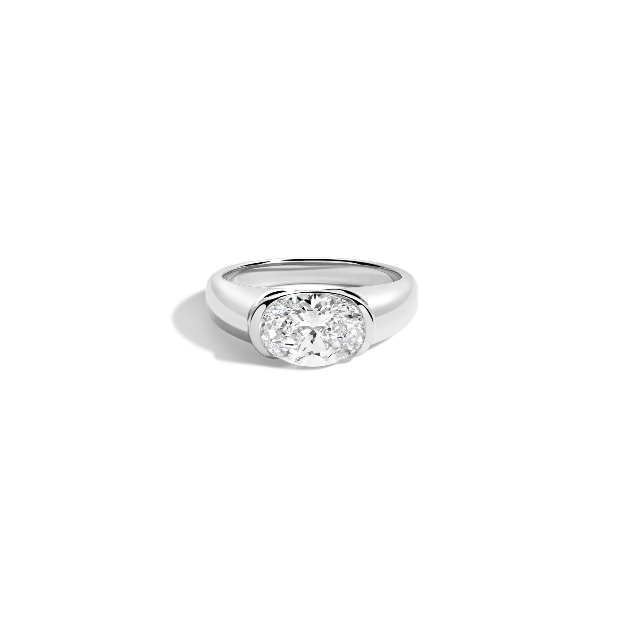 2ct Oval Lab Grown Diamond Floating Signet Ring - Image 3