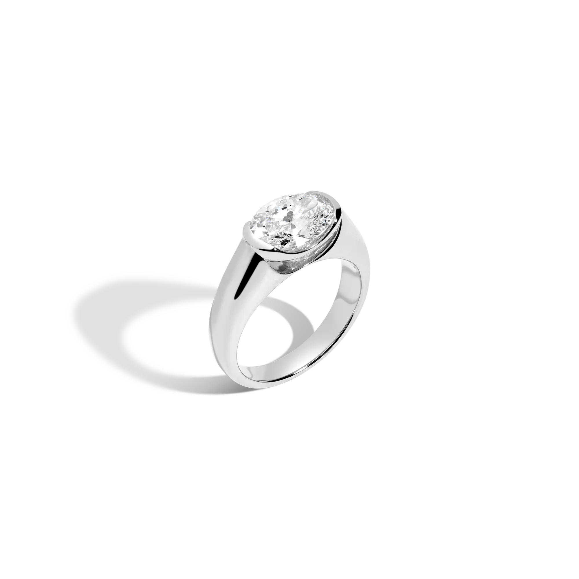 2ct Oval Lab Grown Diamond Floating Signet Ring - Image 4