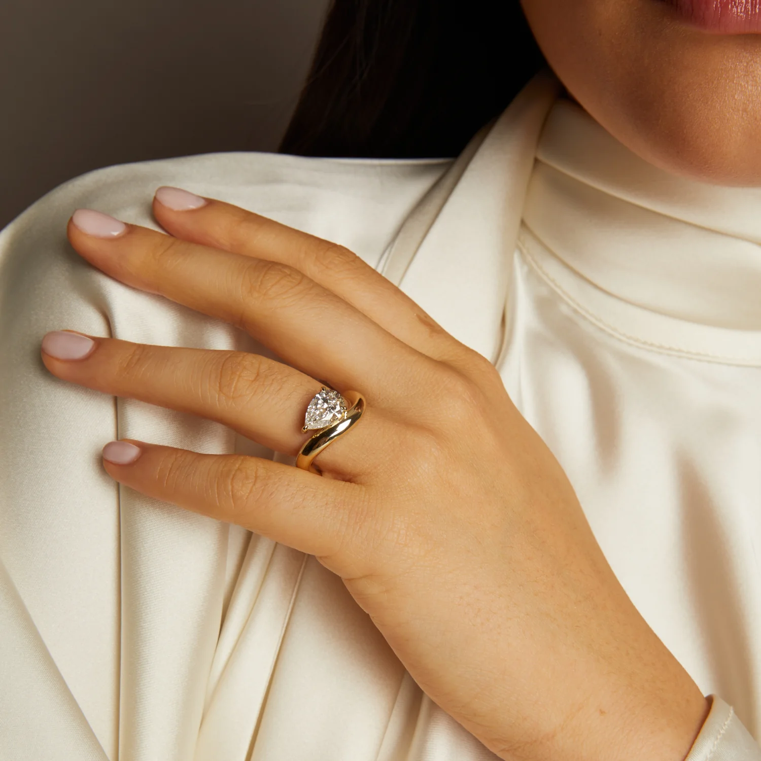 2ct Pear Lab Grown Diamond Floating Ring - Image 9