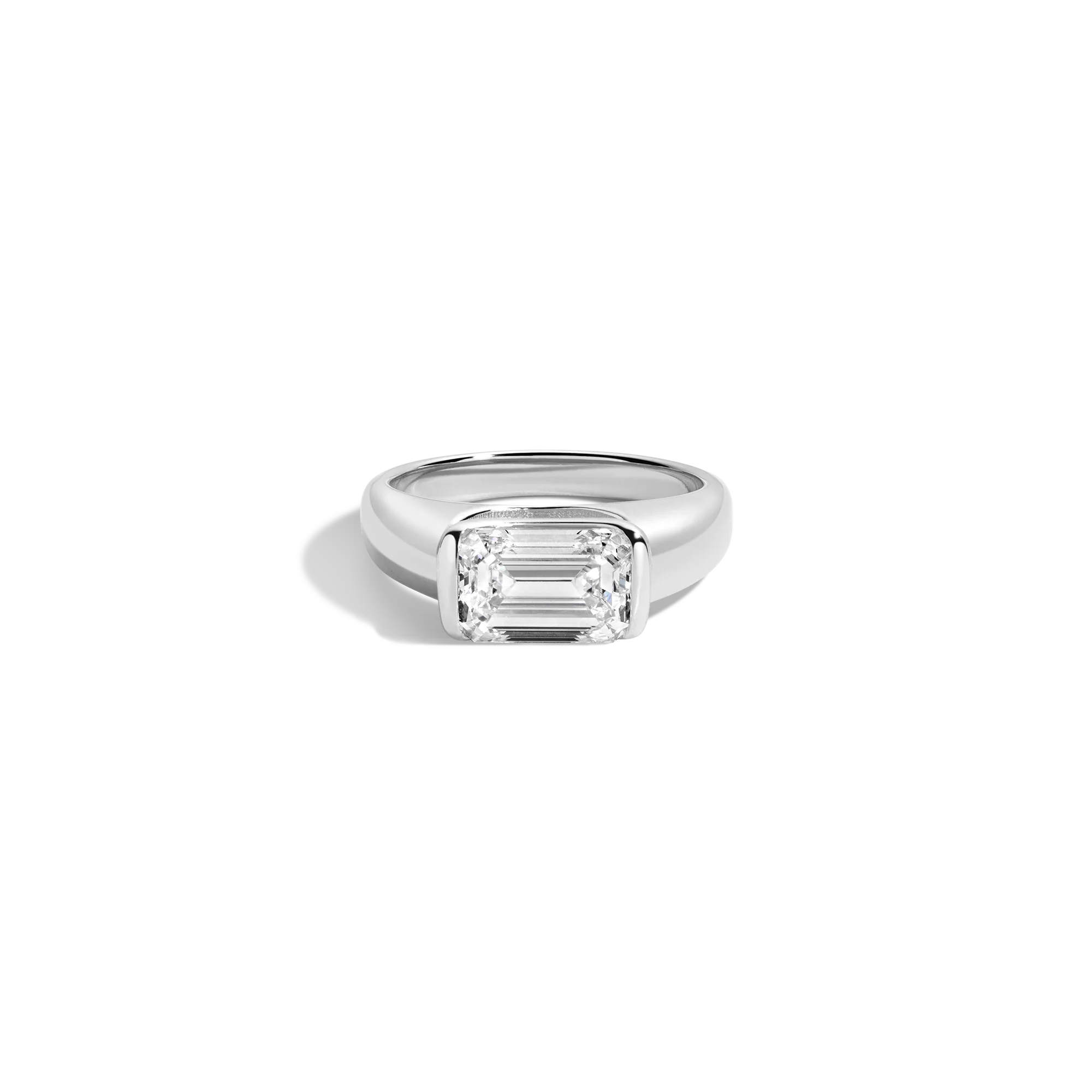 3ct Emerald Lab Grown Diamond Floating Signet Ring - Image 3