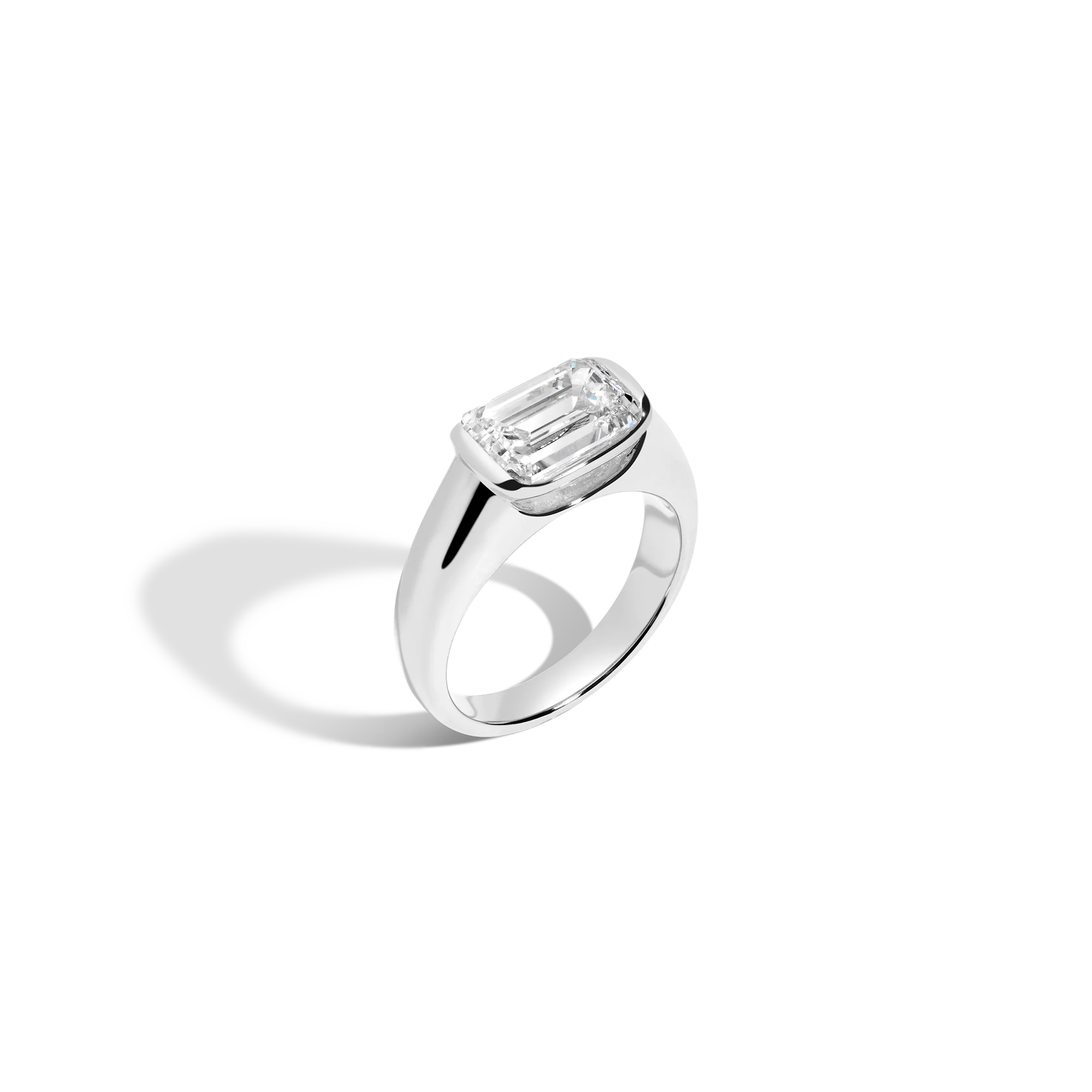 3ct Emerald Lab Grown Diamond Floating Signet Ring - Image 4
