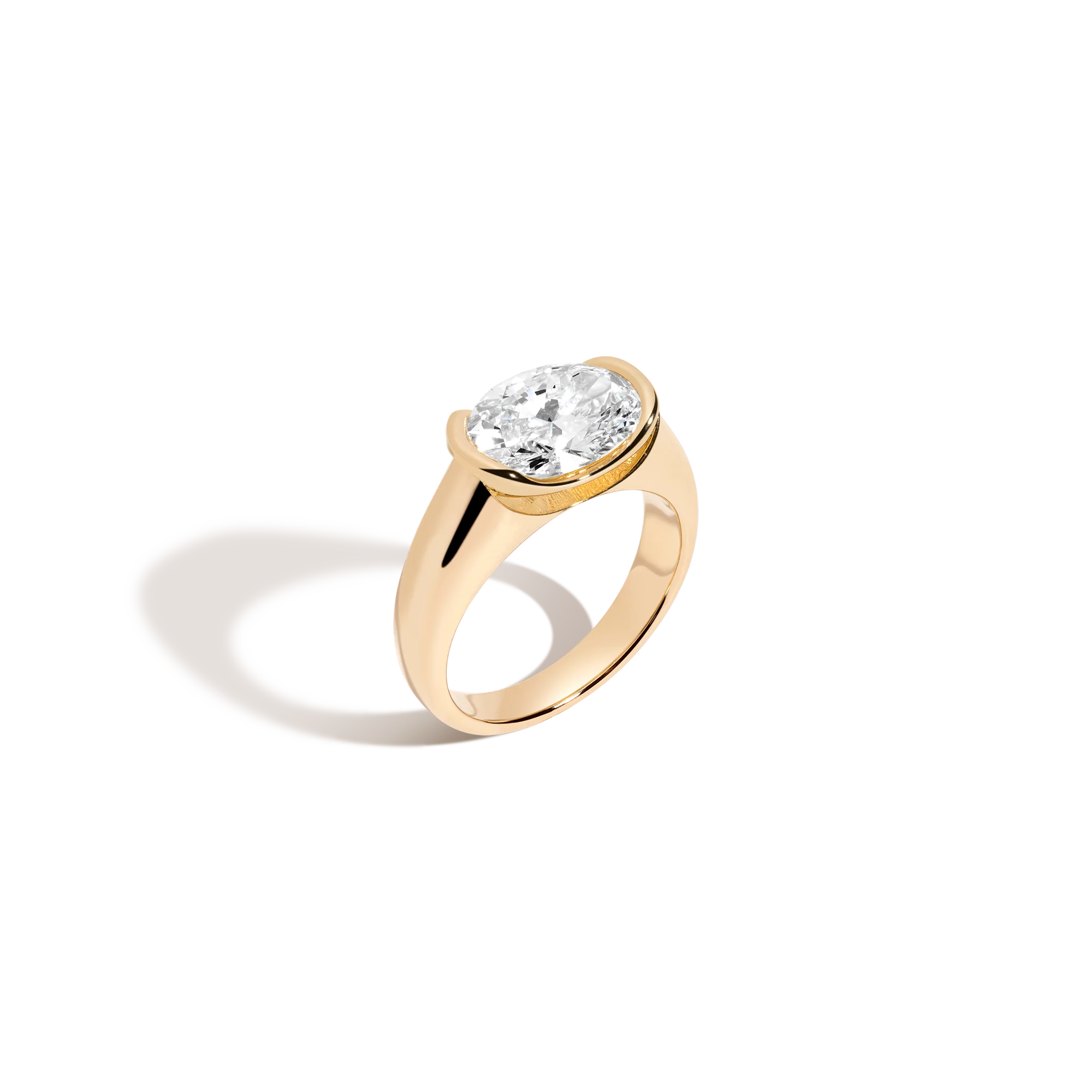 3ct Oval Lab Grown Diamond Floating Signet Ring - Image 2
