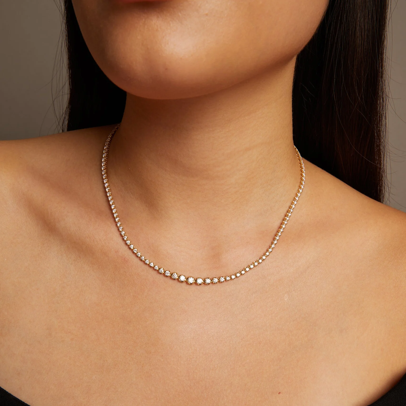 4ct Lab Grown Diamond Graduated Tennis Necklace - Image 3