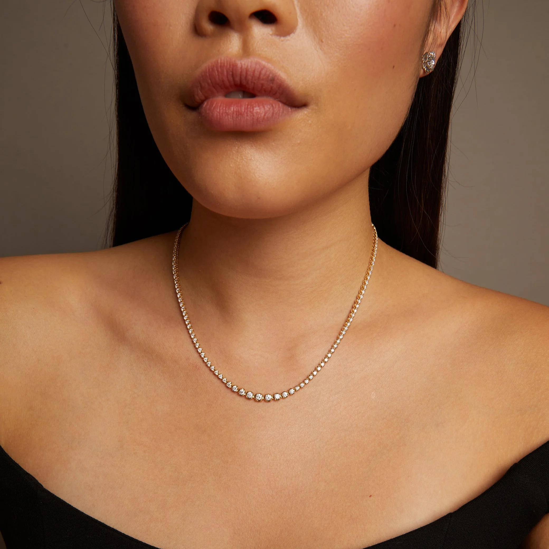 4ct Lab Grown Diamond Graduated Tennis Necklace - Image 6