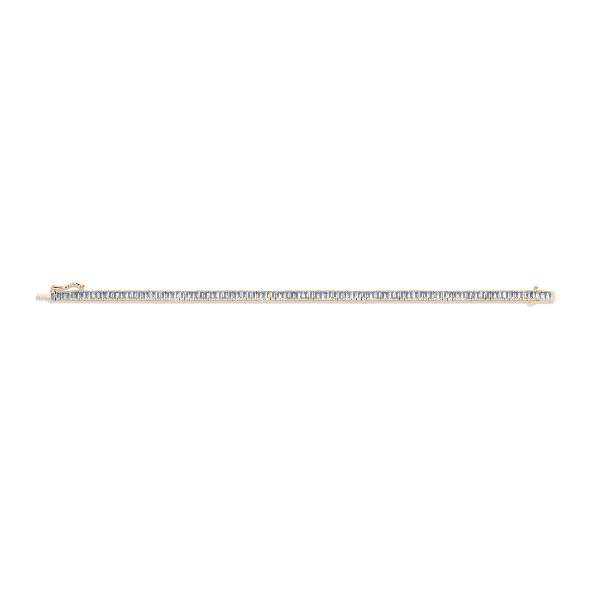 Lab Grown Aquamarine Baguette Tennis Bracelet - Image 2