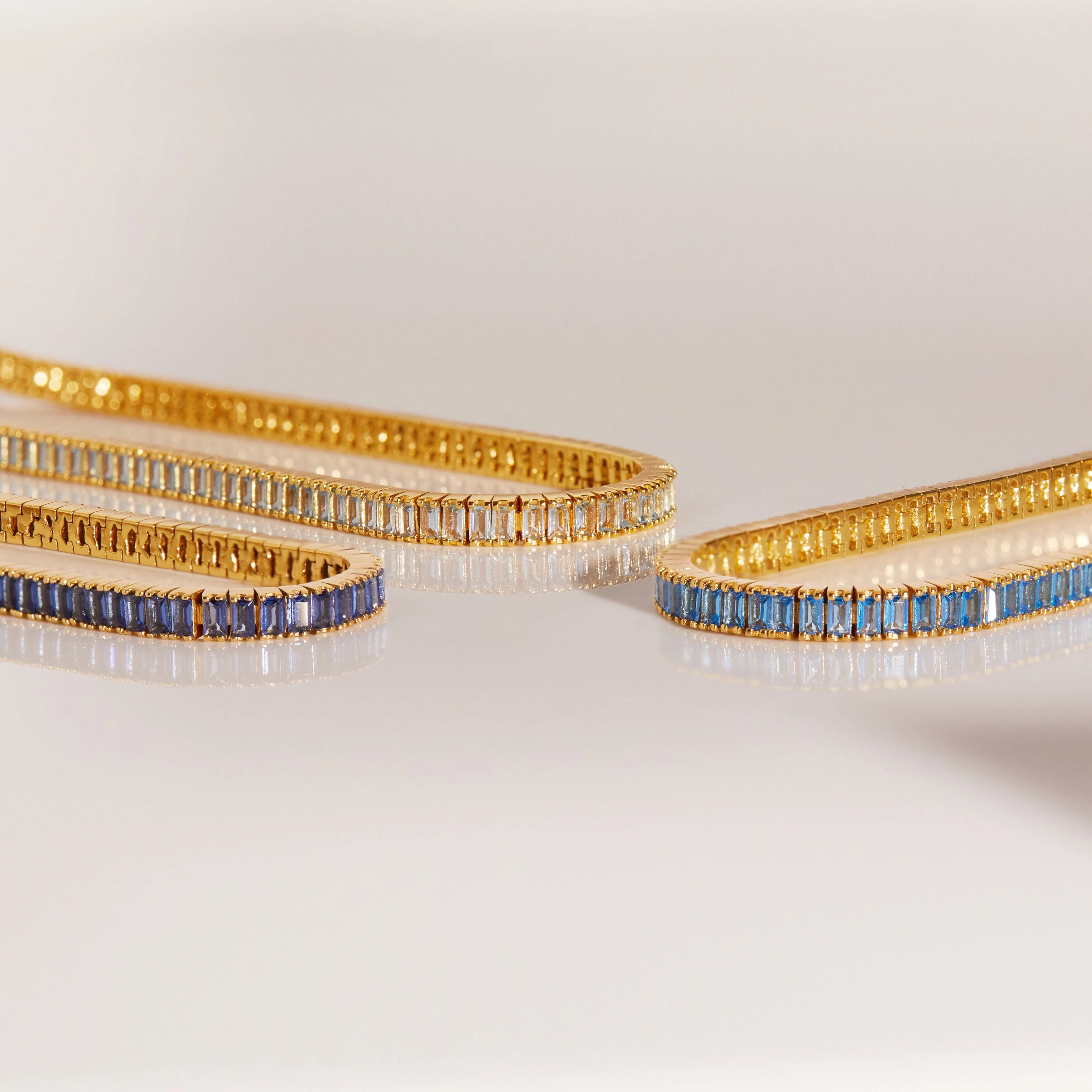 Lab Grown Aquamarine Baguette Tennis Bracelet - Image 3