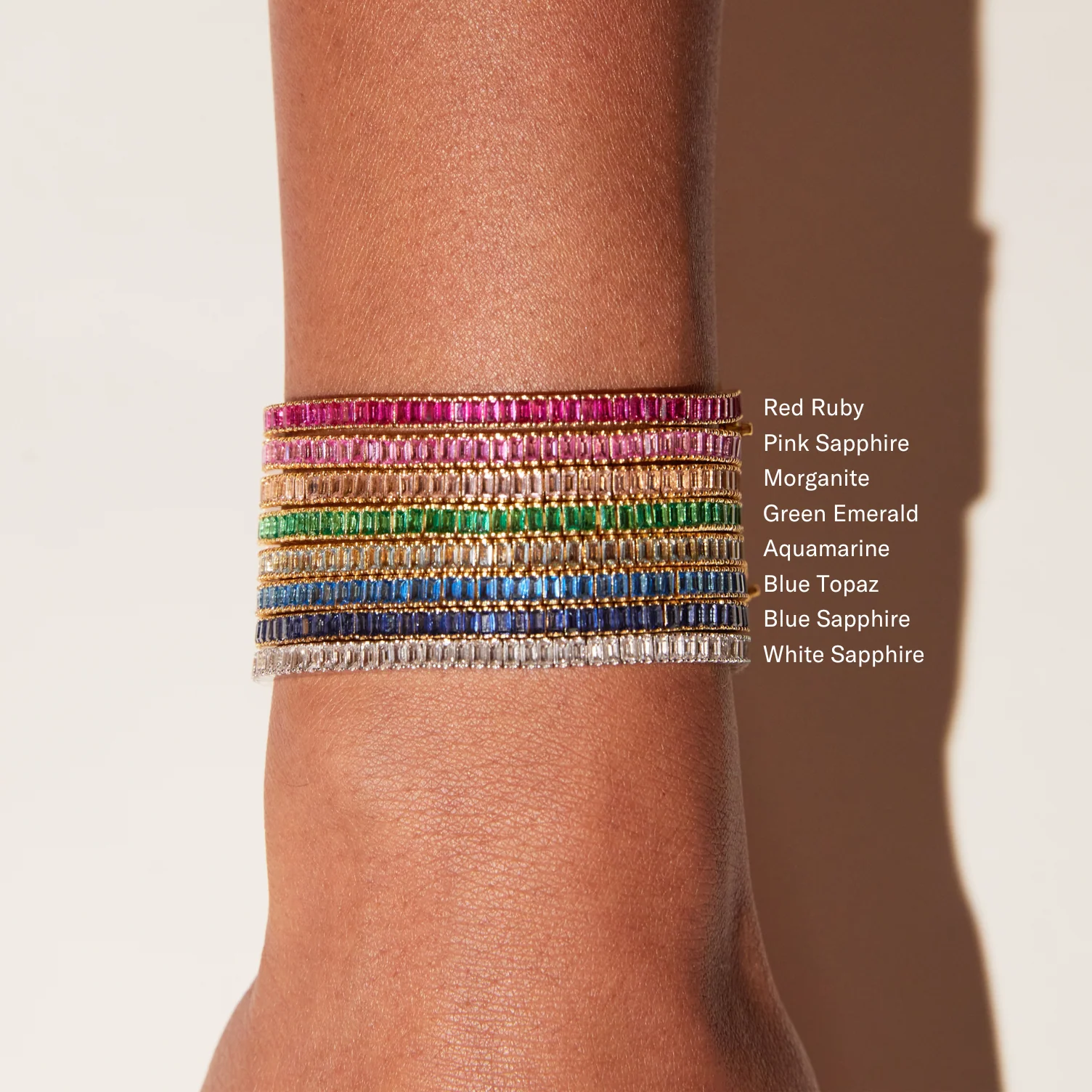 Lab Grown Blue Sapphire Baguette Tennis Bracelet - Image 9