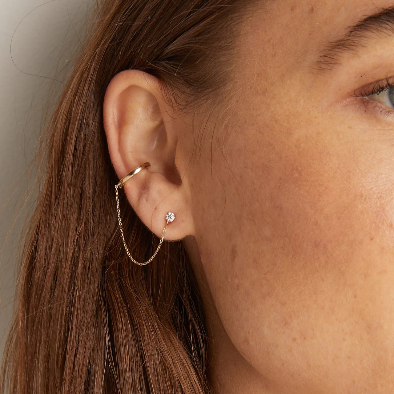 Aurate x Frye: Lab Grown Diamond Stud and Ear Cuff - Image 4