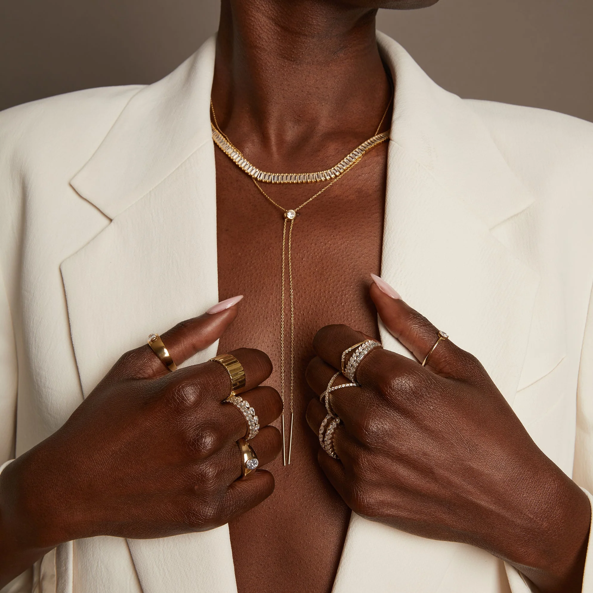 Aurate x Frye: Lab Grown White Sapphire Bolo Necklace - Image 6
