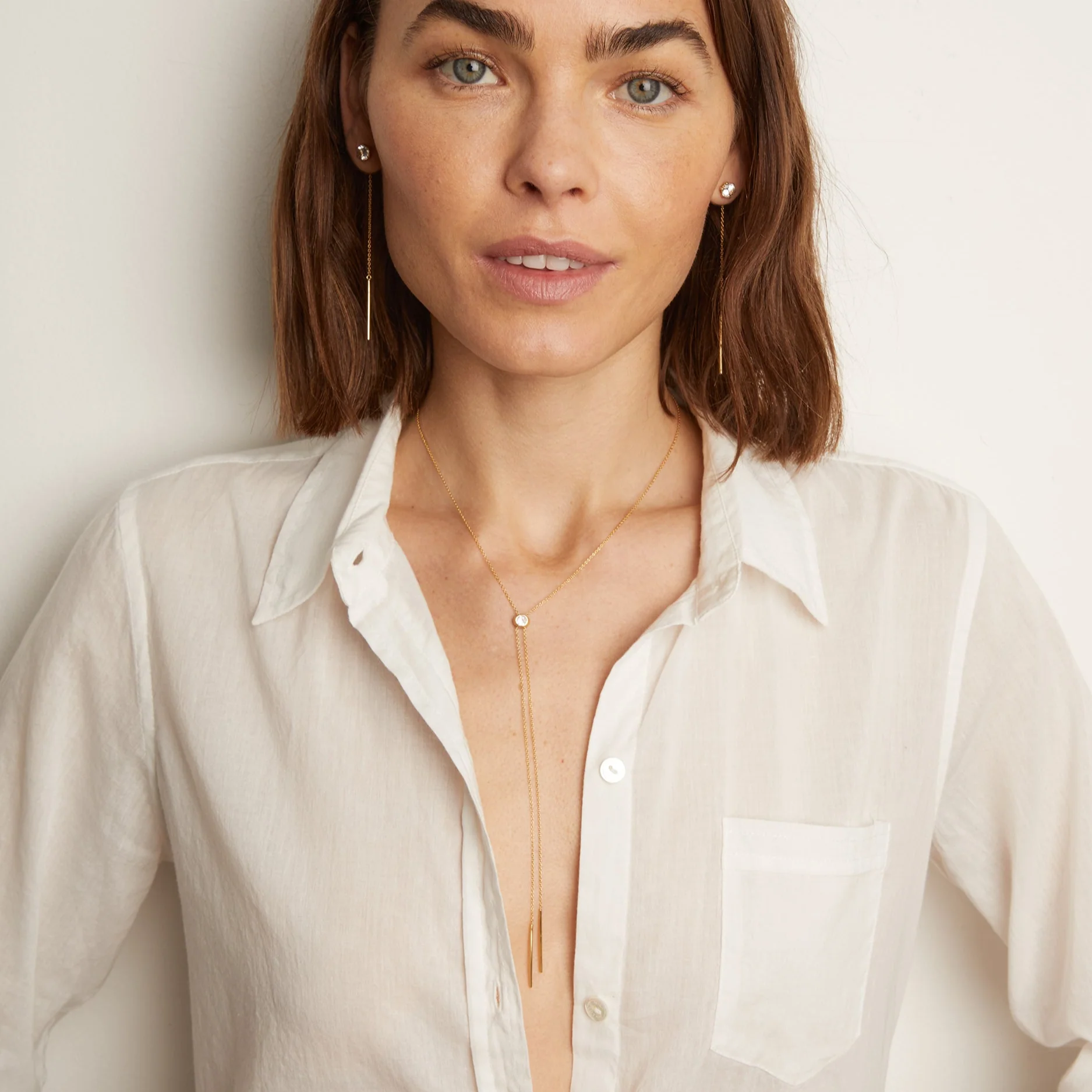Aurate x Frye: Lab Grown White Sapphire Bolo Necklace - Image 7