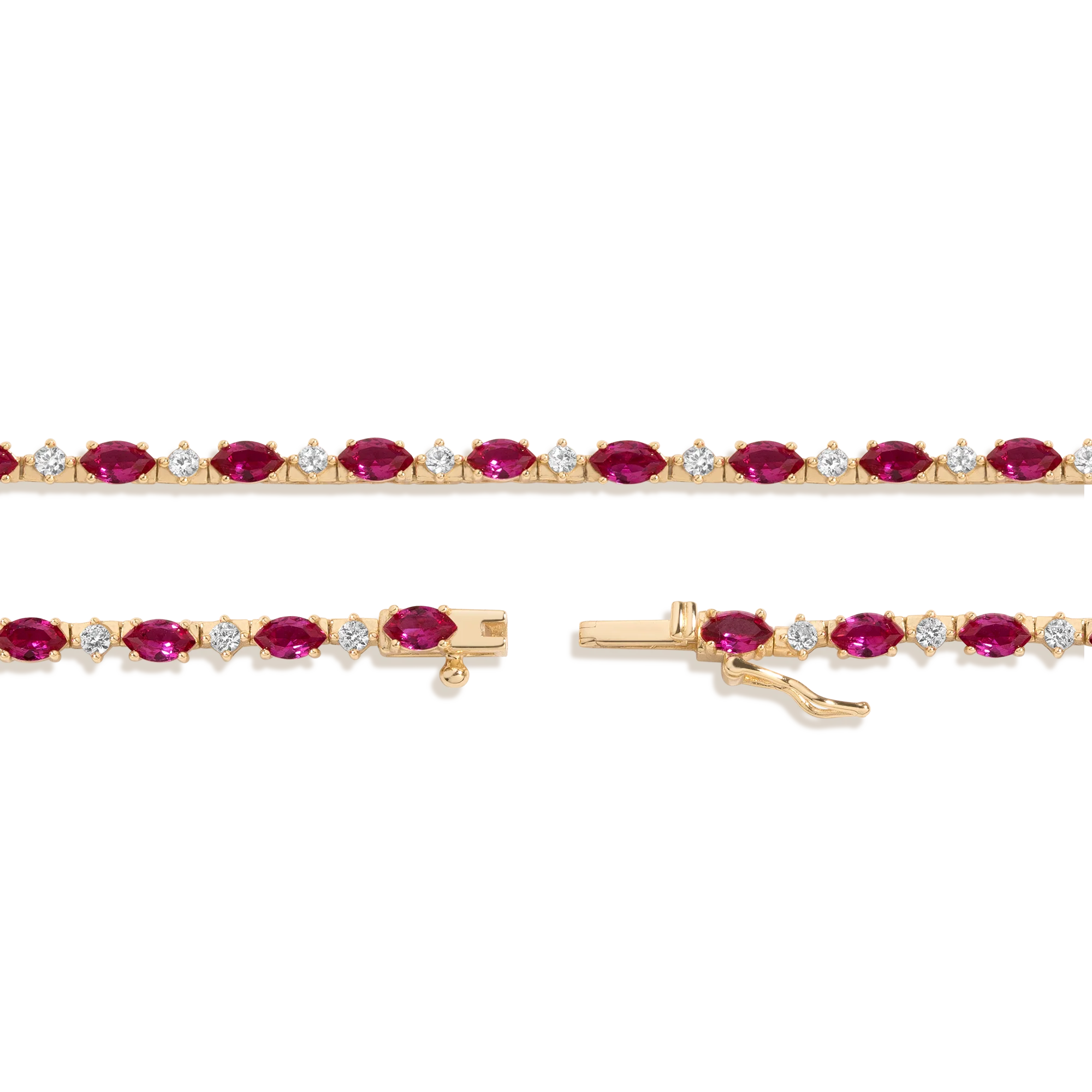 Aurate x Marilyn Monroe: Lab Grown Red Marquise Tennis Necklace - Image 2
