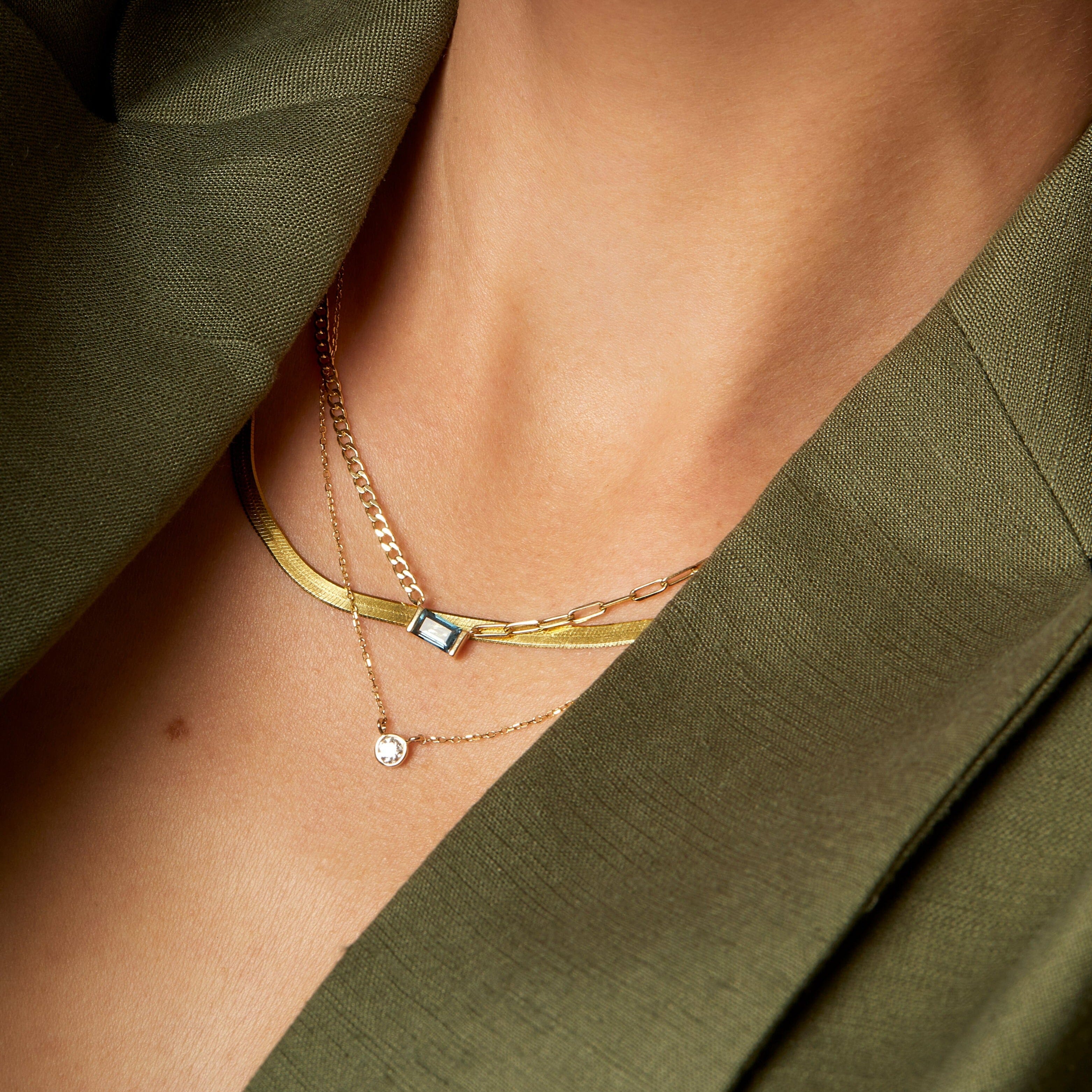 AURATE X MICHELLE: Tranquility Blue Topaz Chain Necklace - Image 10