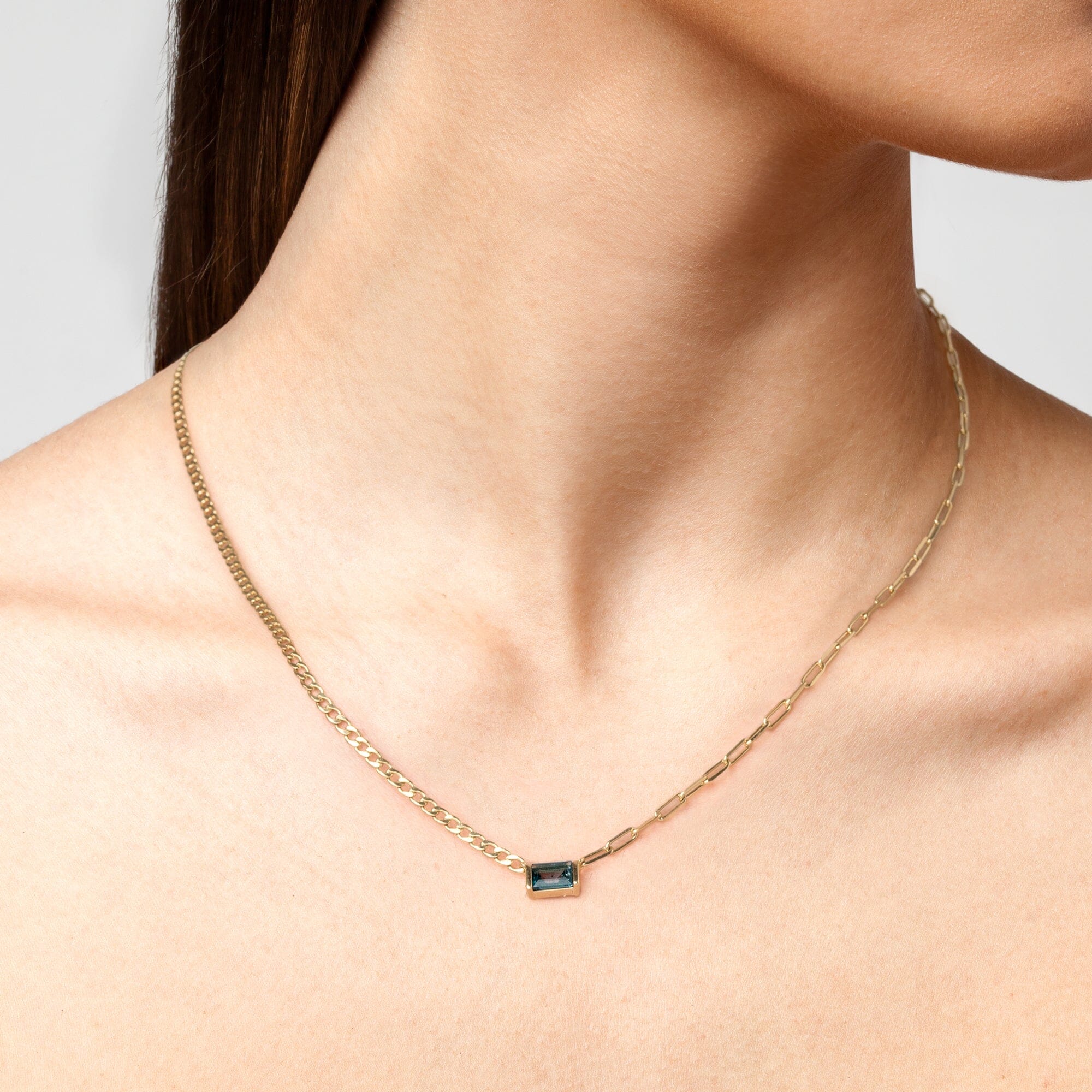 AURATE X MICHELLE: Tranquility Blue Topaz Chain Necklace - Image 11