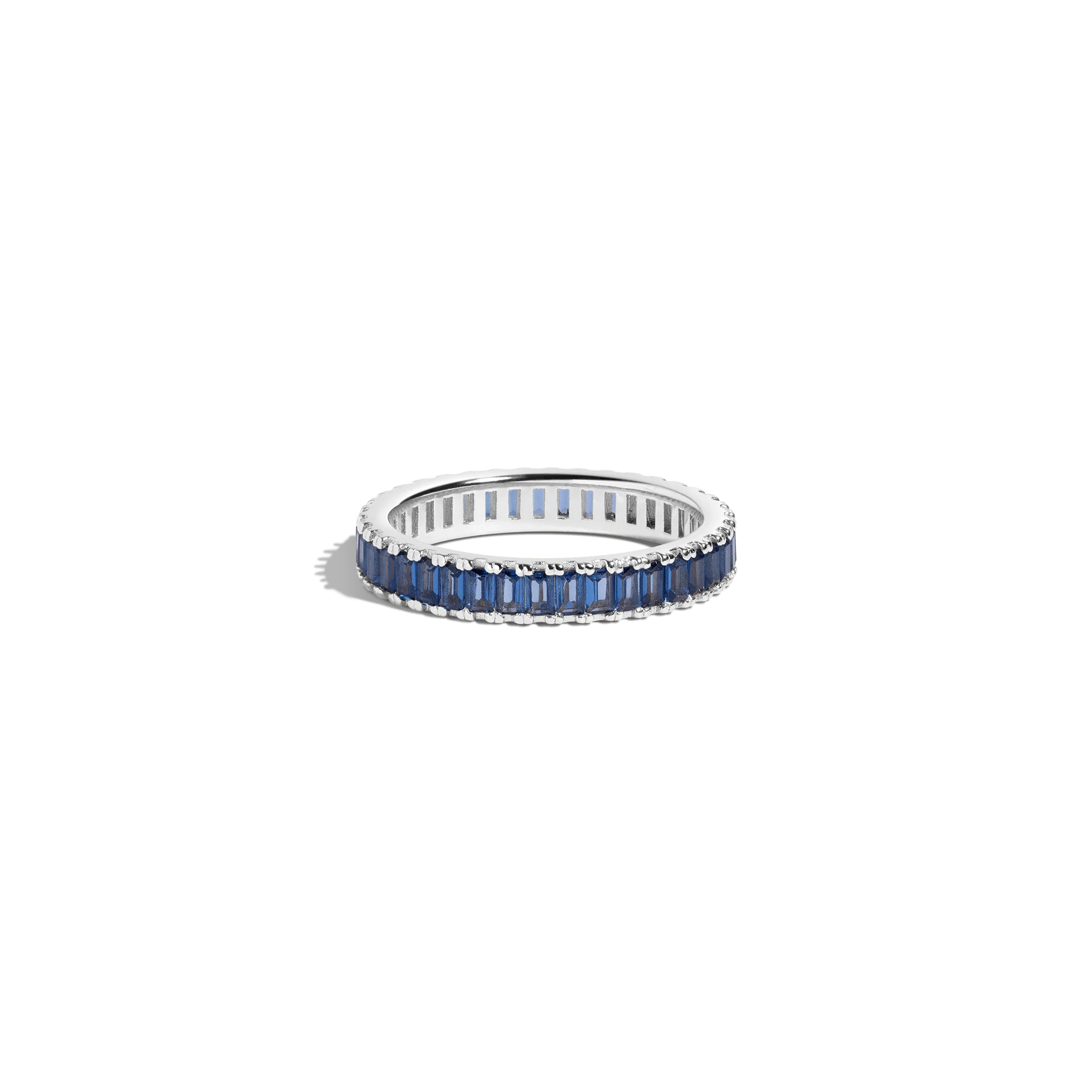 Lab Grown Blue Sapphire Baguette Eternity Ring - Image 6
