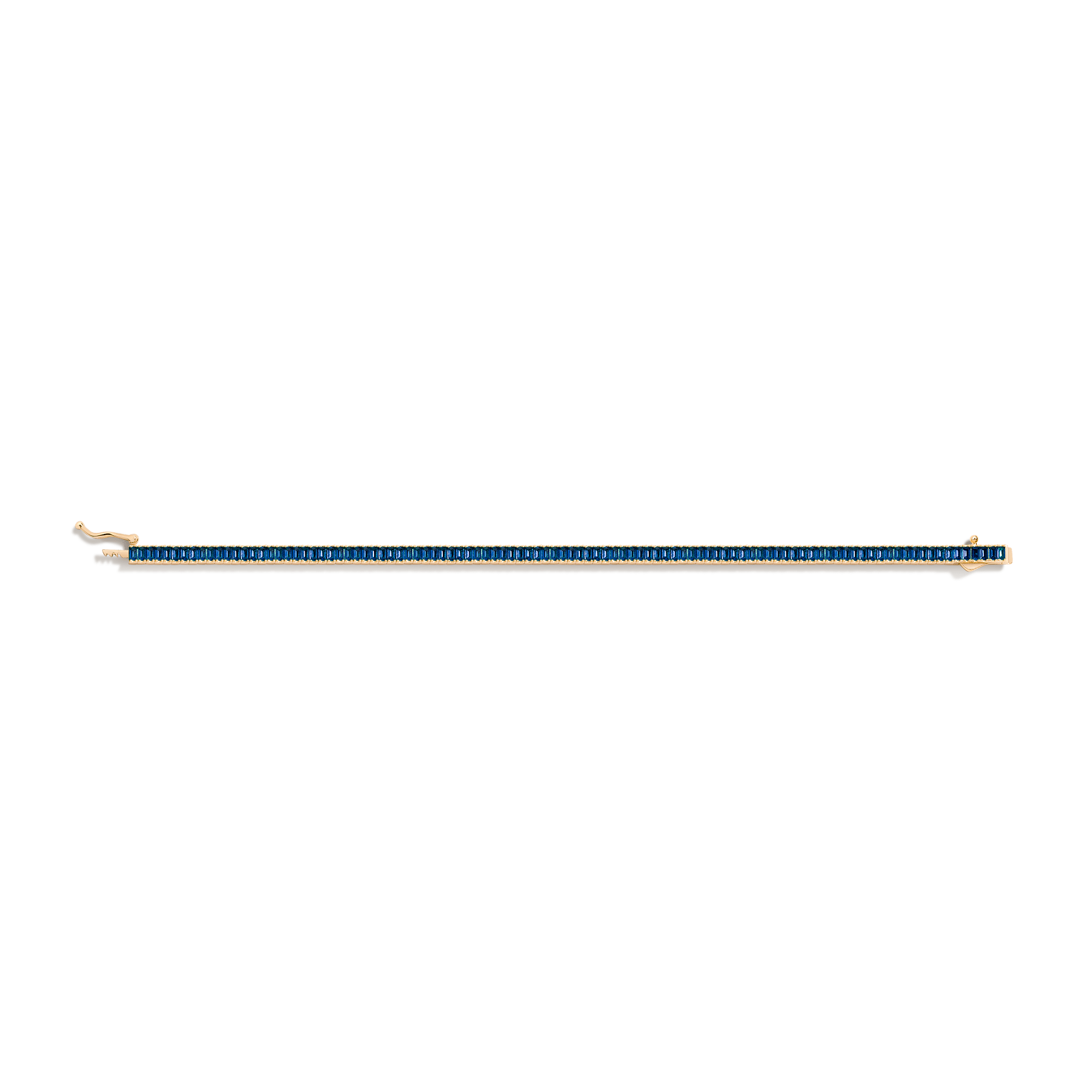 Lab Grown Blue Sapphire Baguette Tennis Bracelet - Image 4