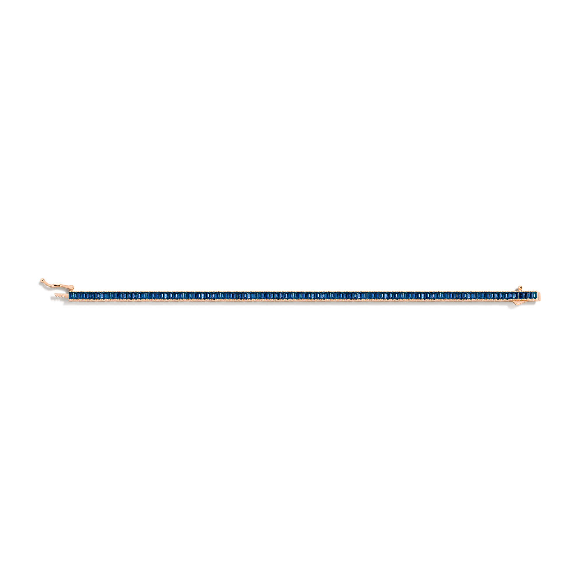 Lab Grown Blue Sapphire Baguette Tennis Bracelet - Image 5