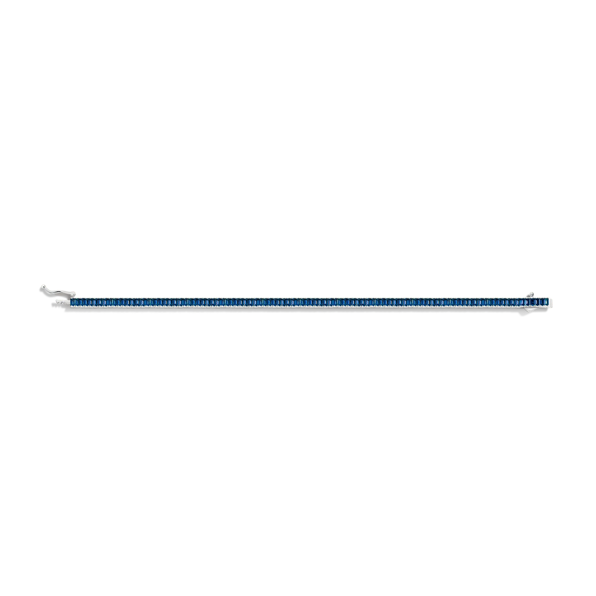 Lab Grown Blue Sapphire Baguette Tennis Bracelet - Image 6