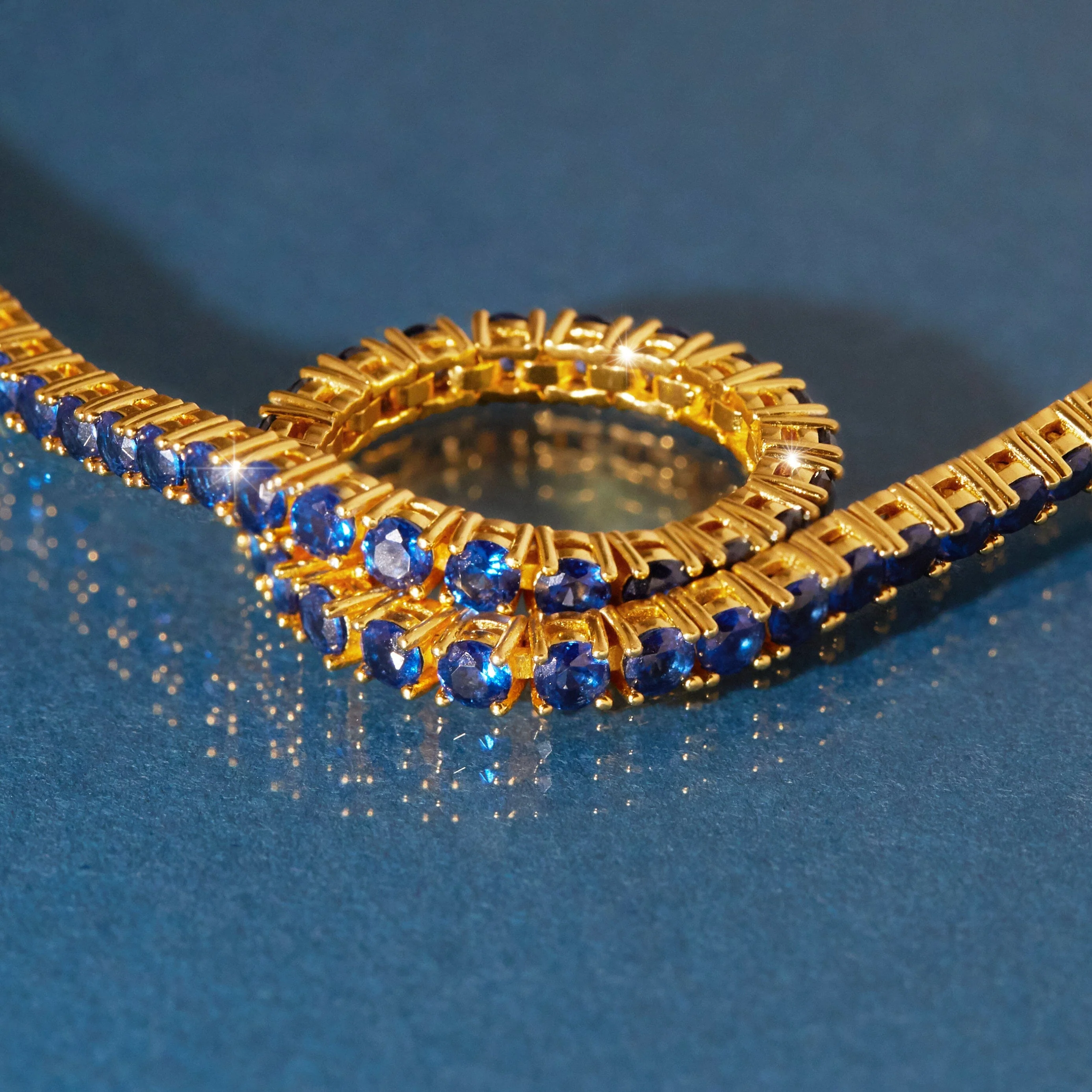 Lab Grown Blue Sapphire Tennis Bracelet - 6ct - Image 3