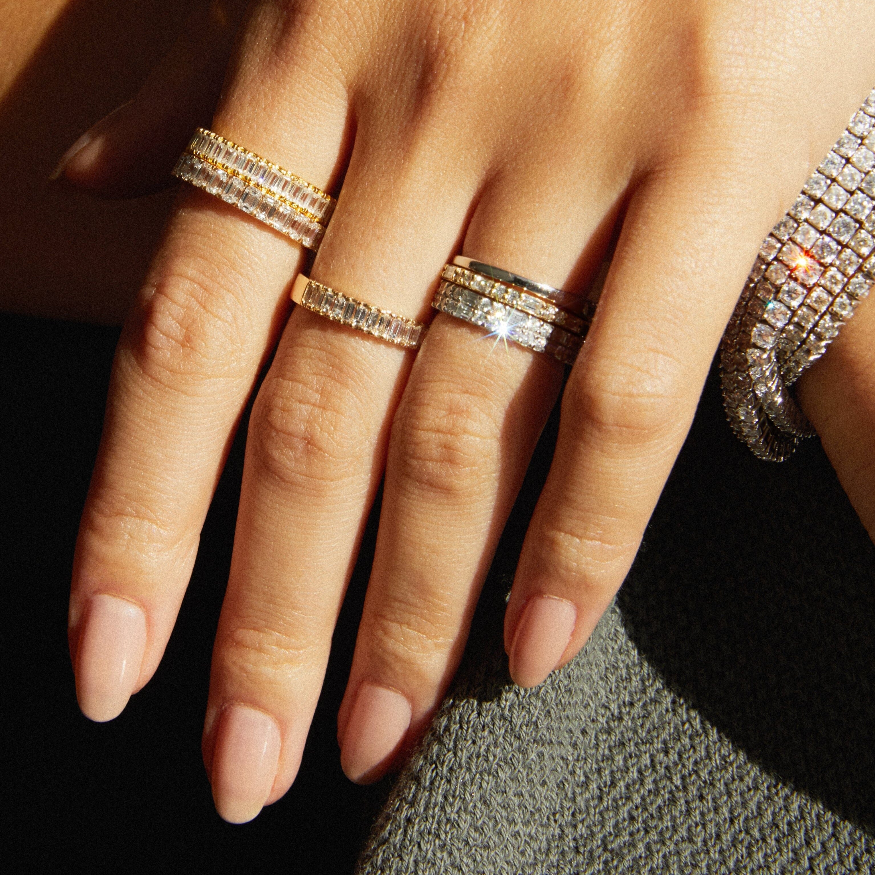 Bold Half Diamond Baguette Ring - Image 15