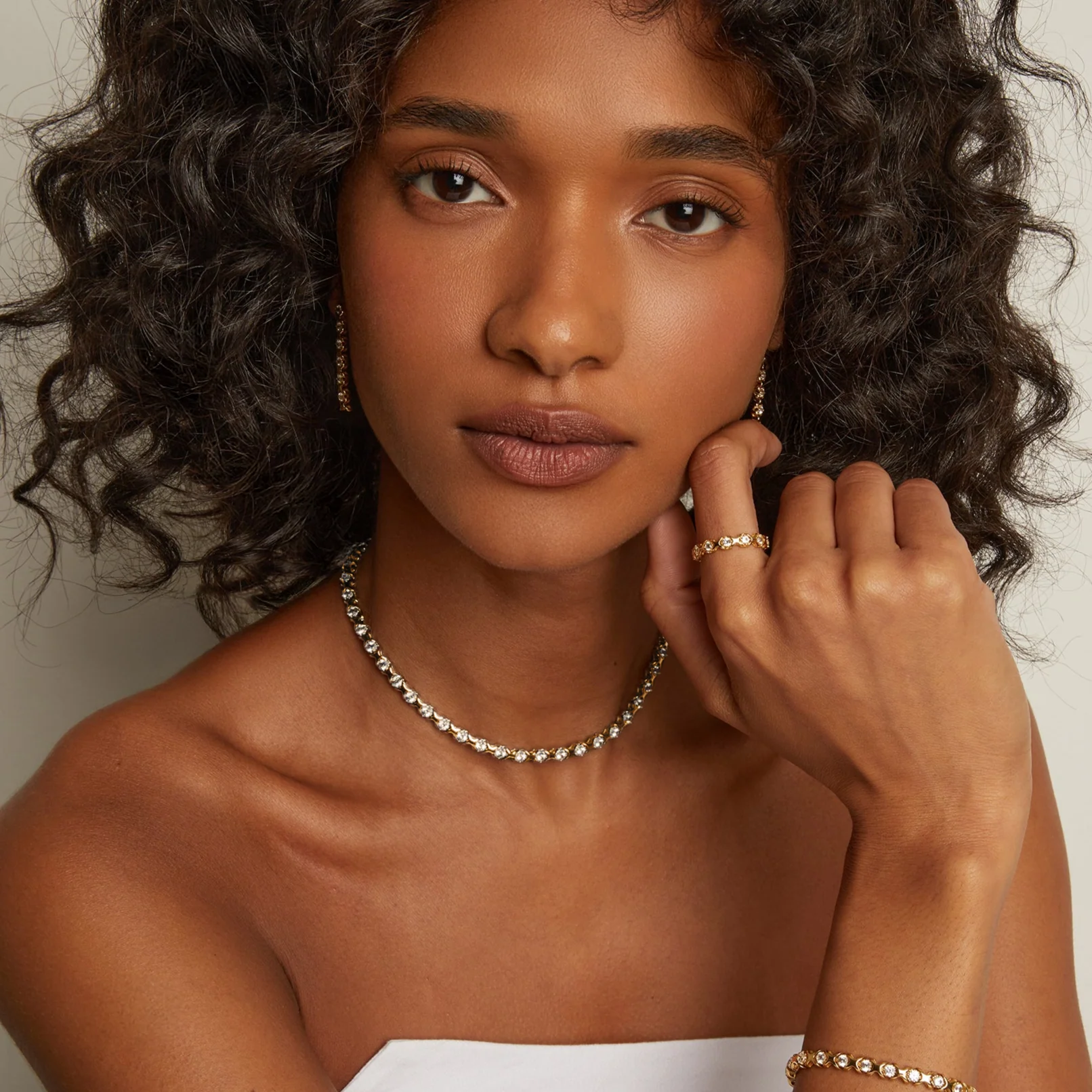 Bold Lab Grown White Sapphire X Estate Tennis Necklace - Image 5