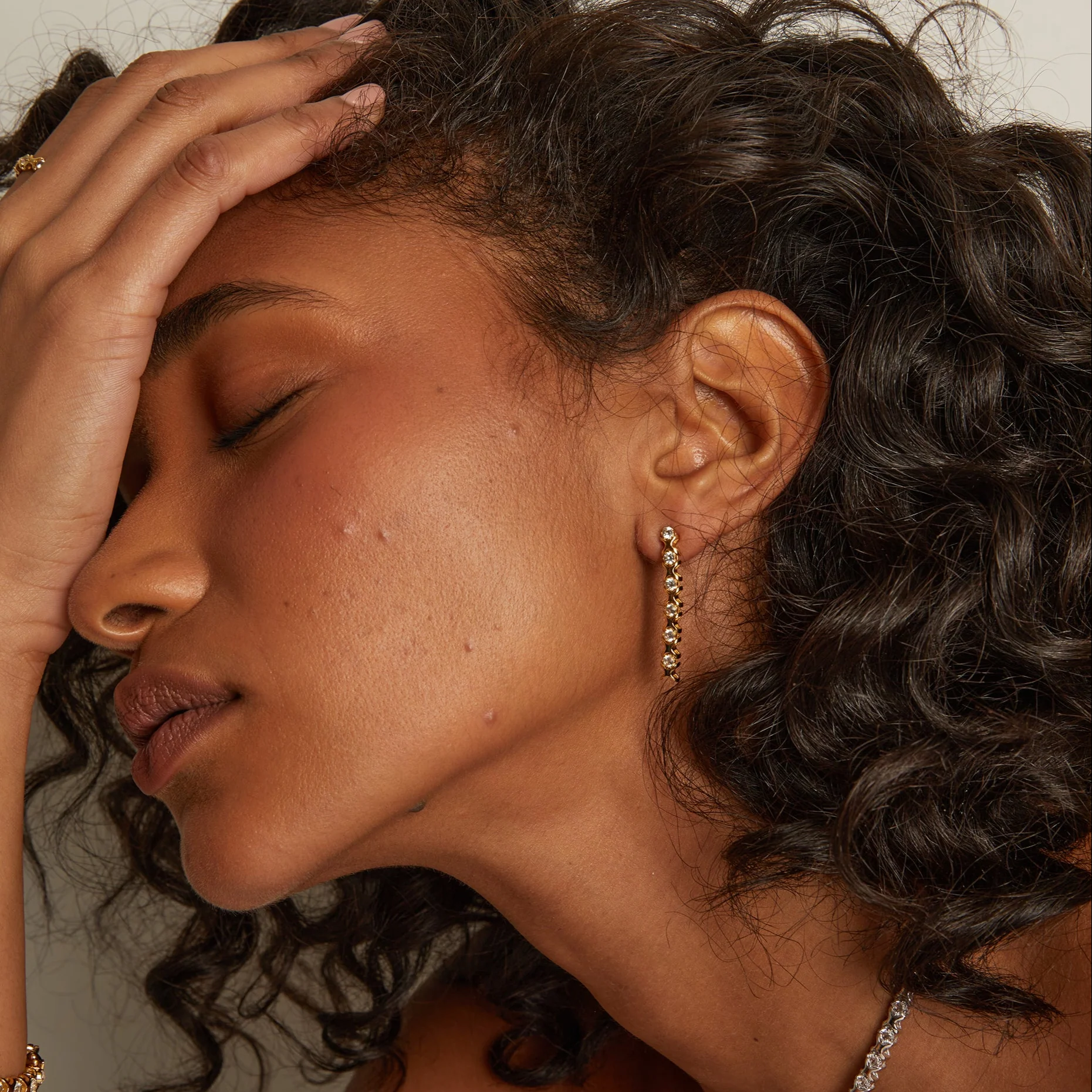 Bold Lab Grown White Sapphire X Estate Tennis Earrings - Image 4