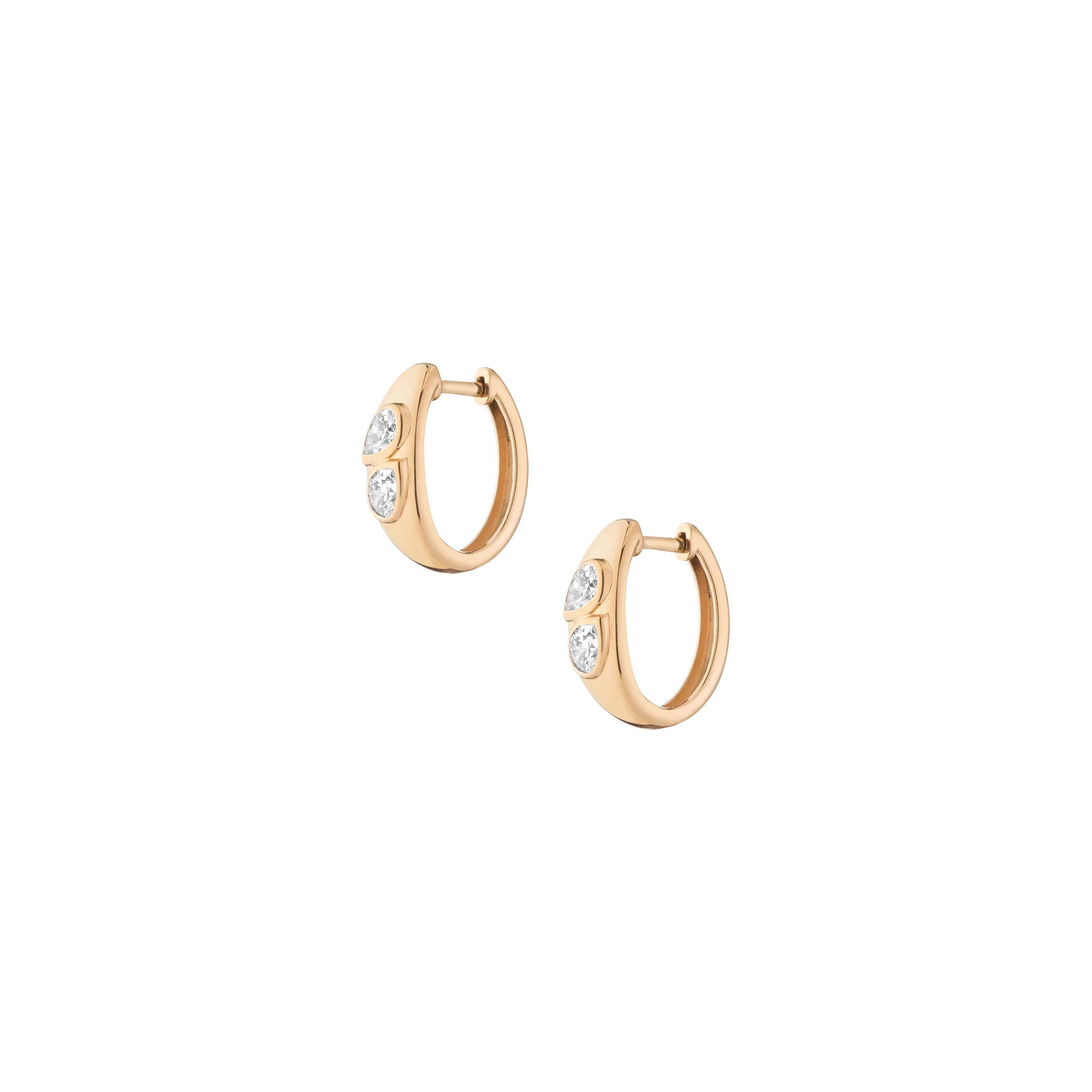 Chunky Double Lab Grown Diamond Pear Huggie Earrings - Image 2
