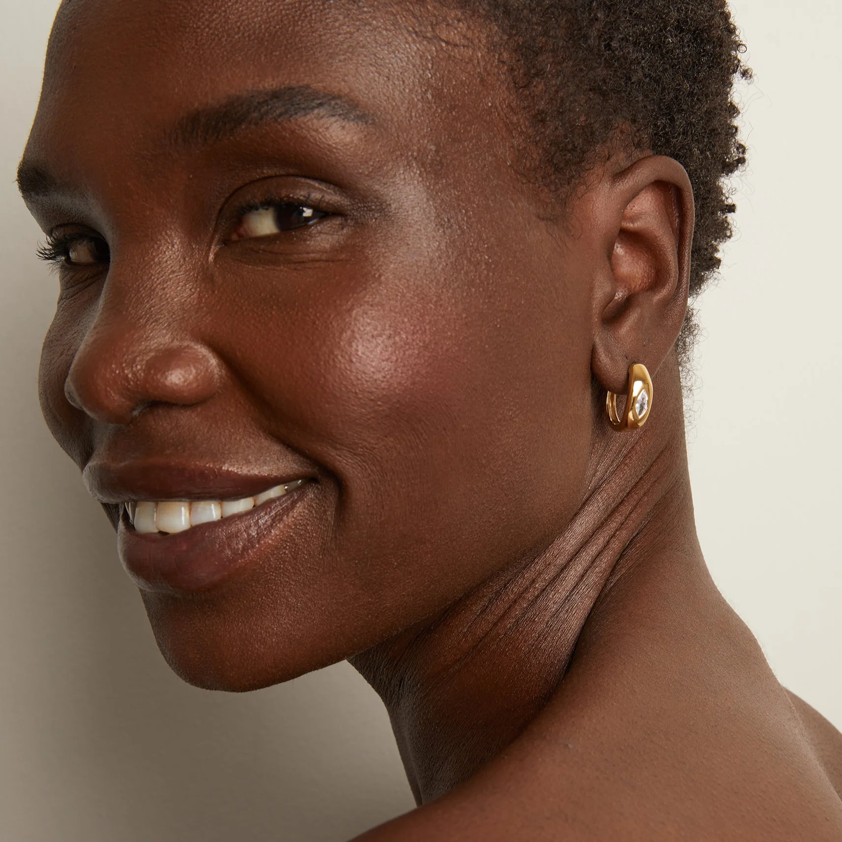 Chunky Lab Grown Diamond Marquise Huggie Earrings - Image 5