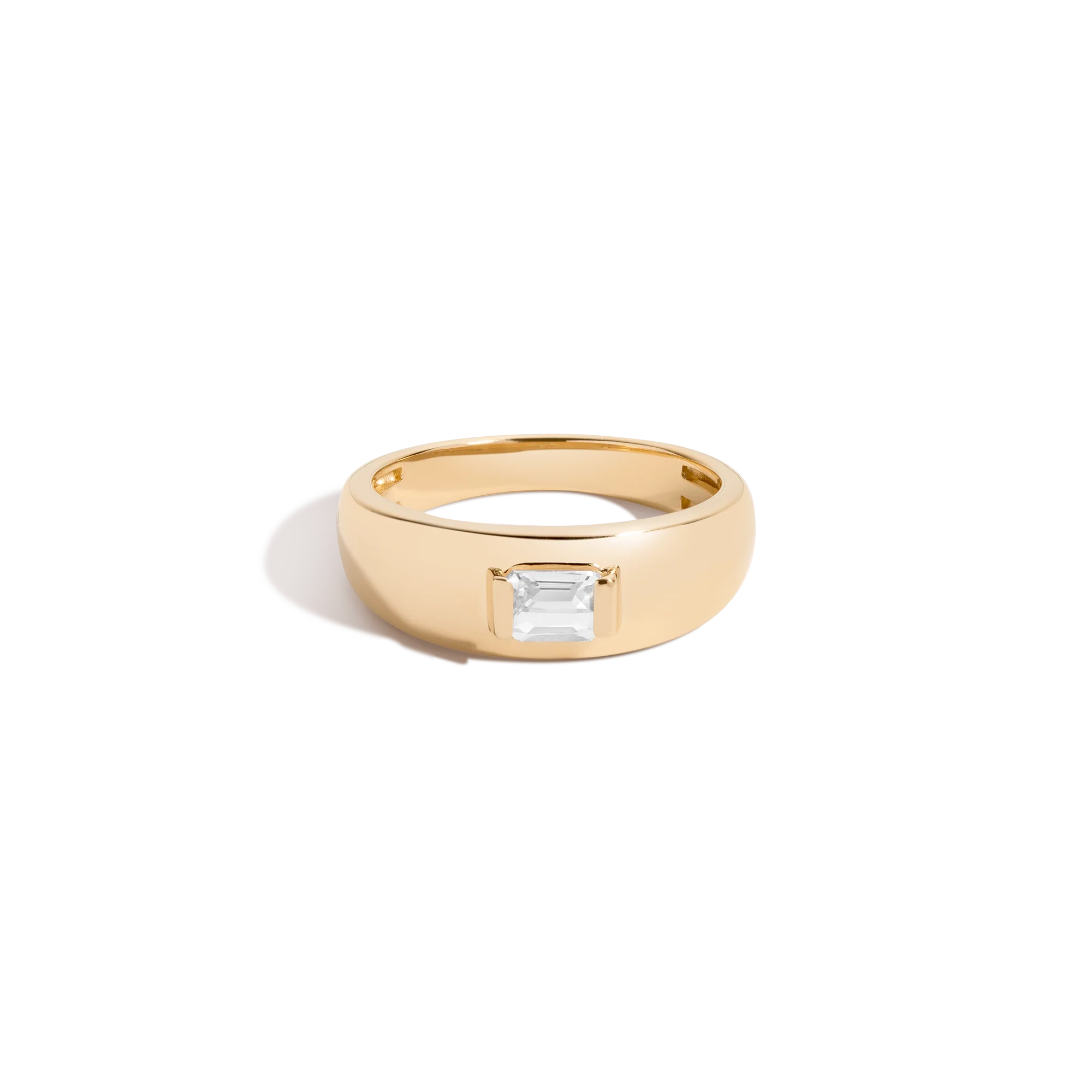 Chunky Lab Grown White Sapphire Emerald Ring