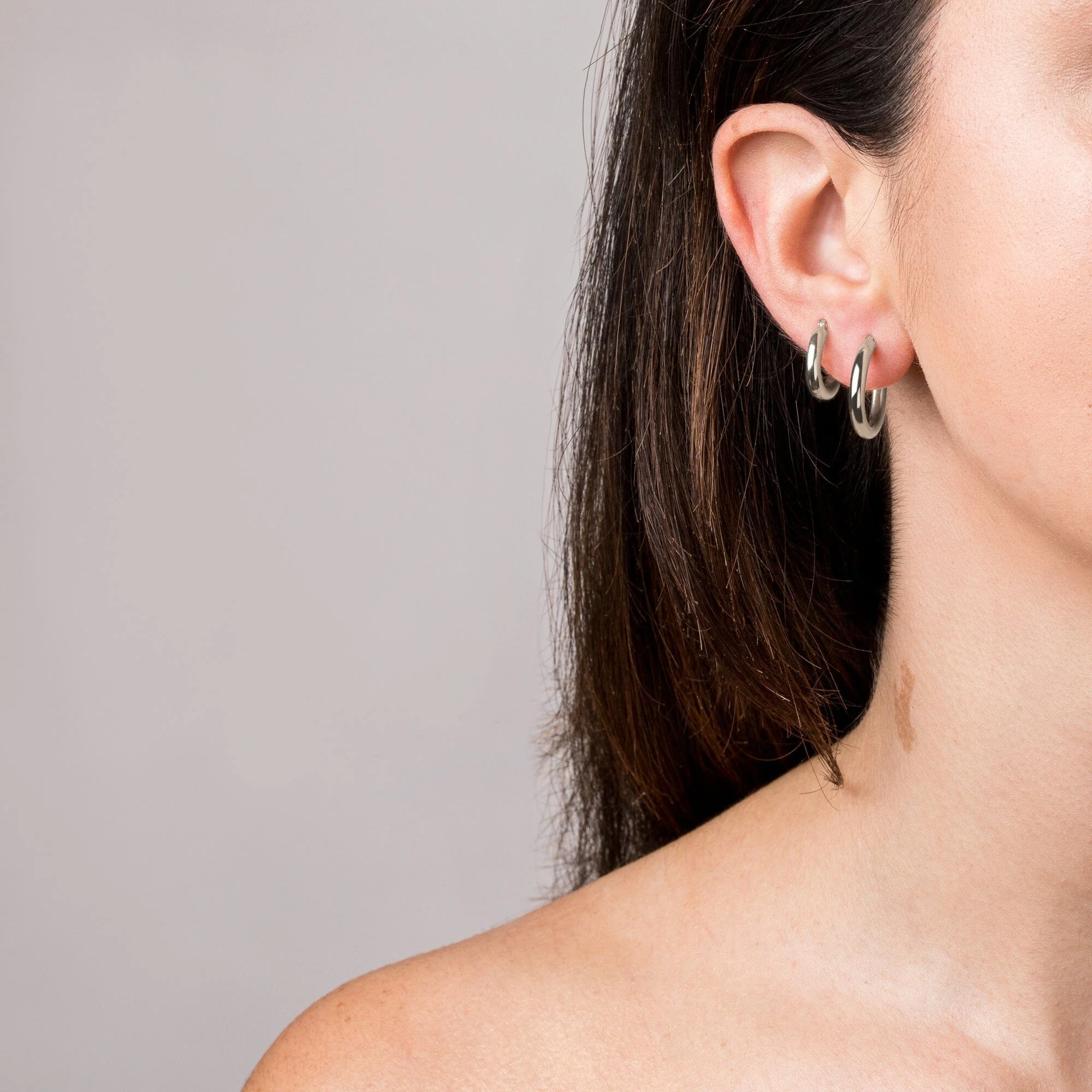 3mm Silver Hoop Earrings - 20mm - Image 5