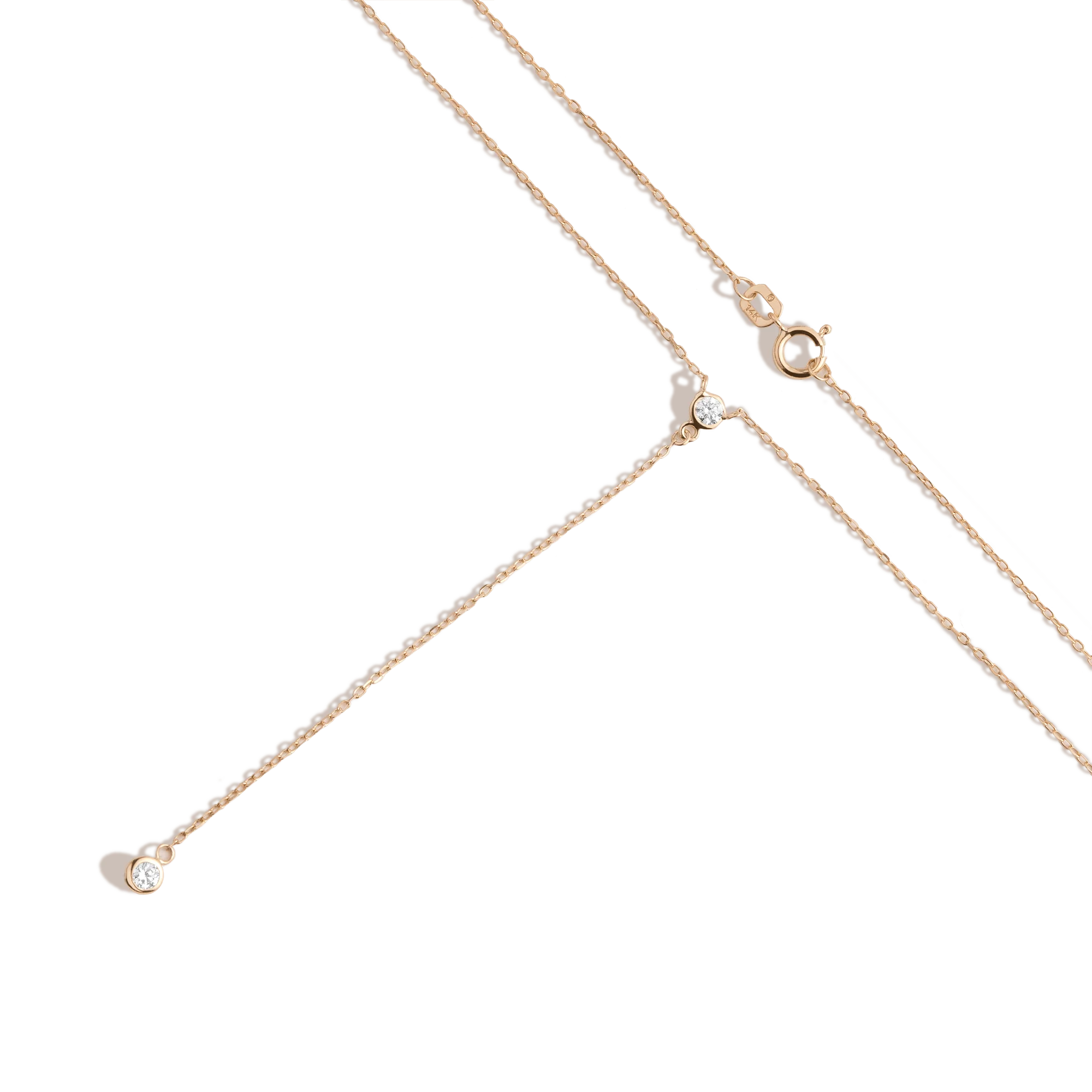 Diamond Bezel Lariat Necklace - Image 4