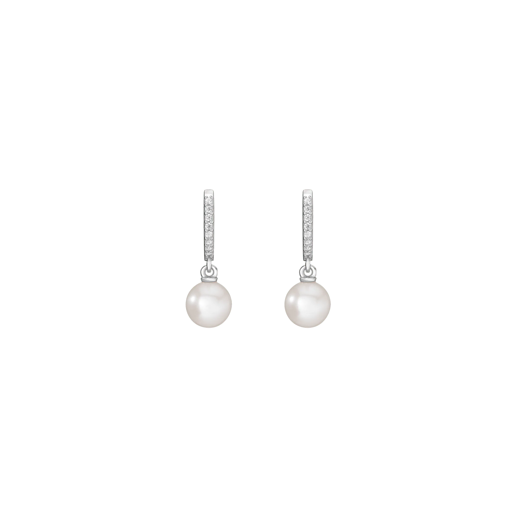 Diamond Pearl Huggie Earrings - Image 6