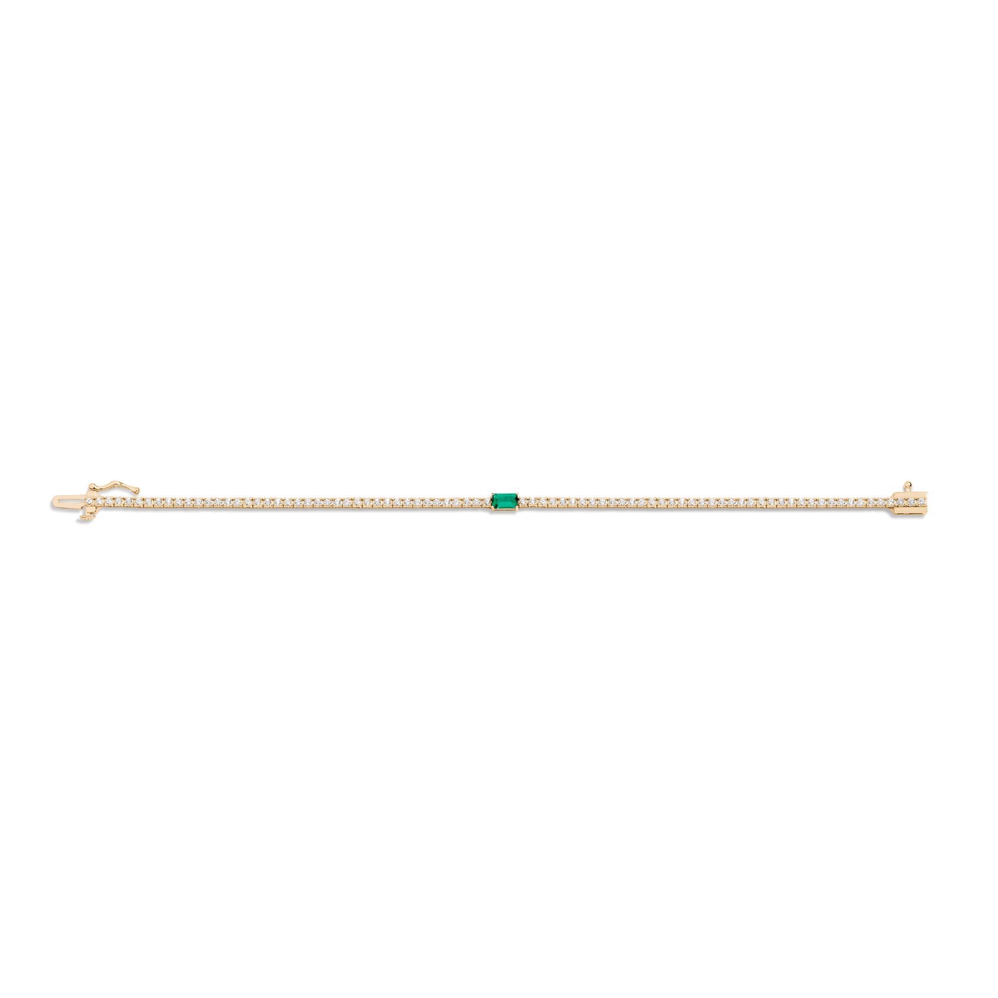 Lab Grown Diamond Tennis Bracelet with Emerald - Image 5