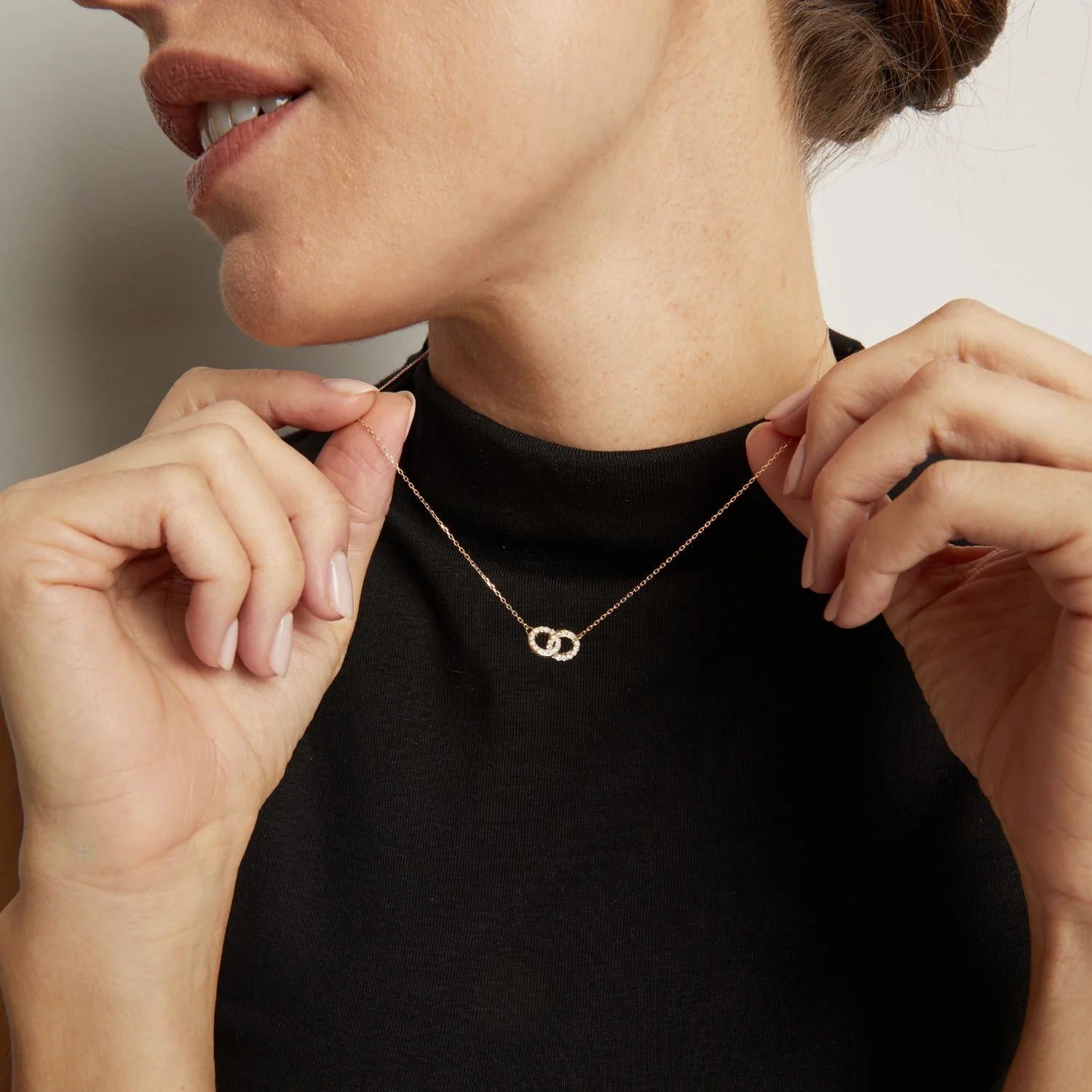 Double Lab Grown White Sapphire Connection Necklace - Image 6