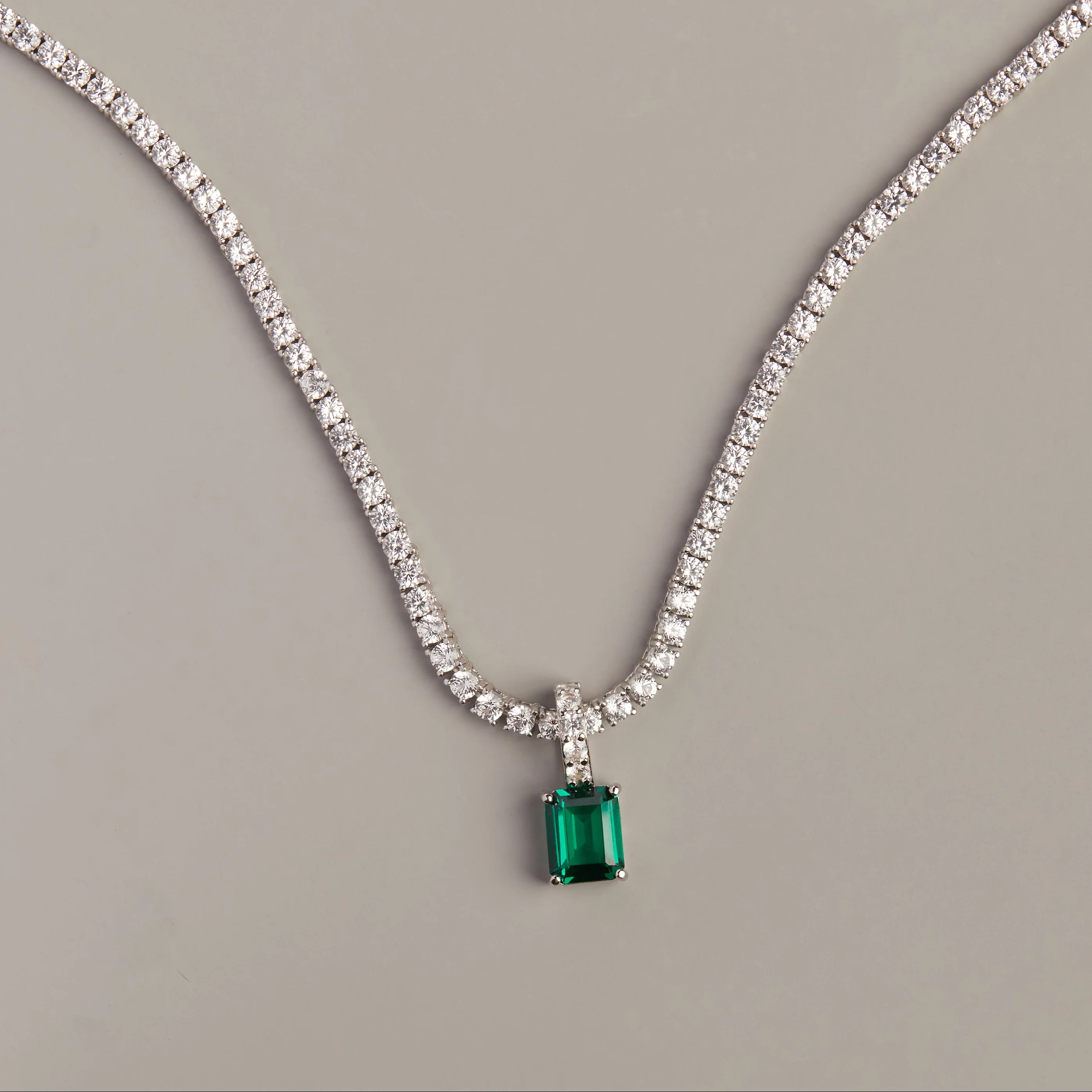Emerald Cut Tennis Charm Pendant - Image 14