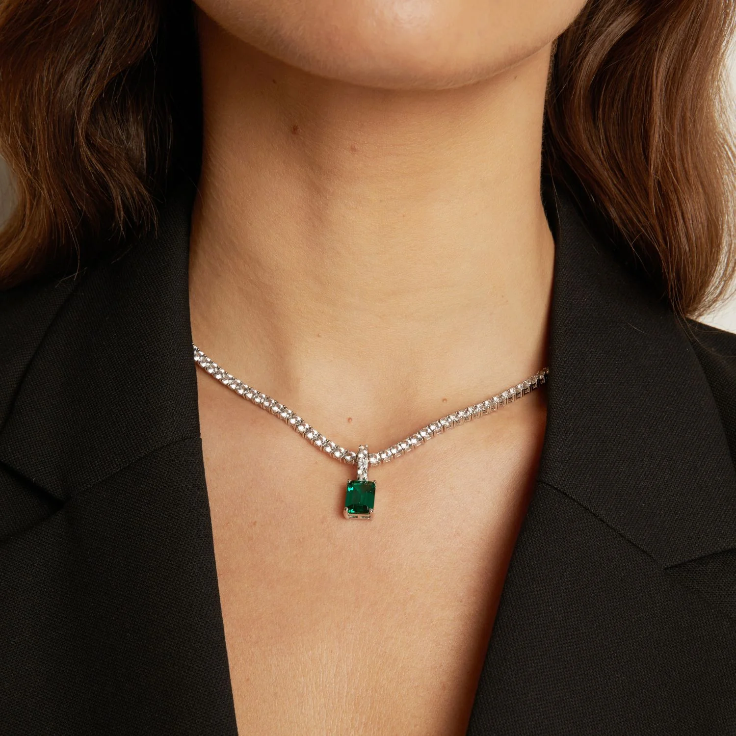 Emerald Cut Tennis Charm Pendant - Image 15