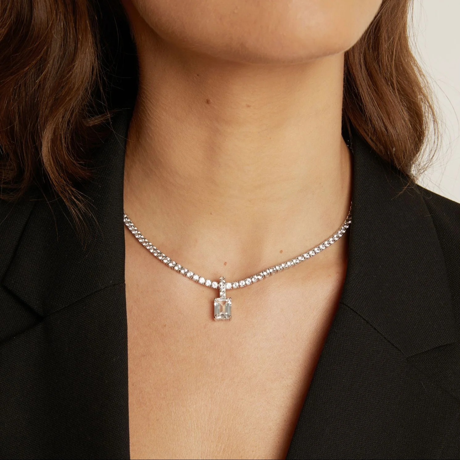 Emerald Cut Tennis Charm Pendant - Image 16