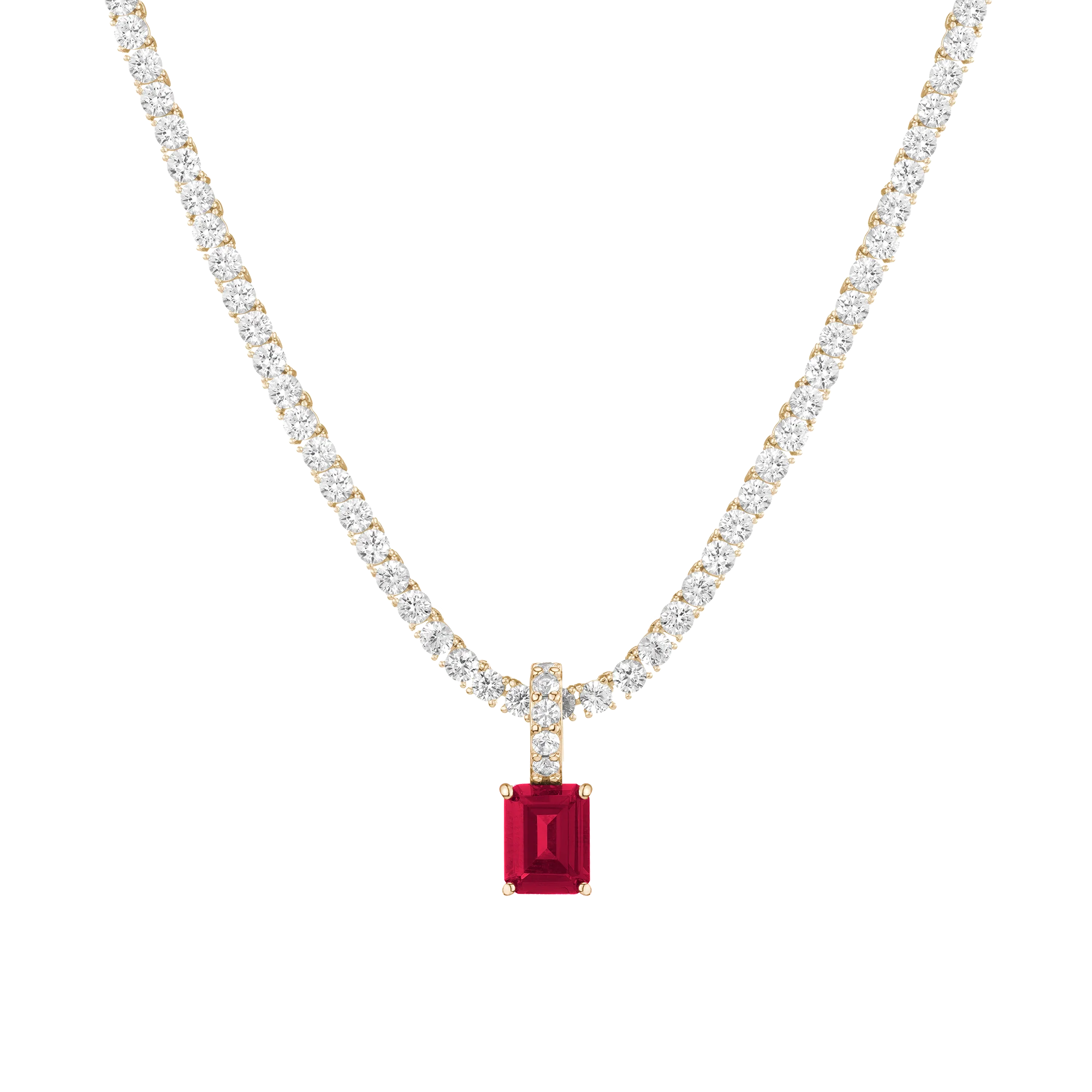 Emerald Cut Tennis Charm Pendant - Image 8
