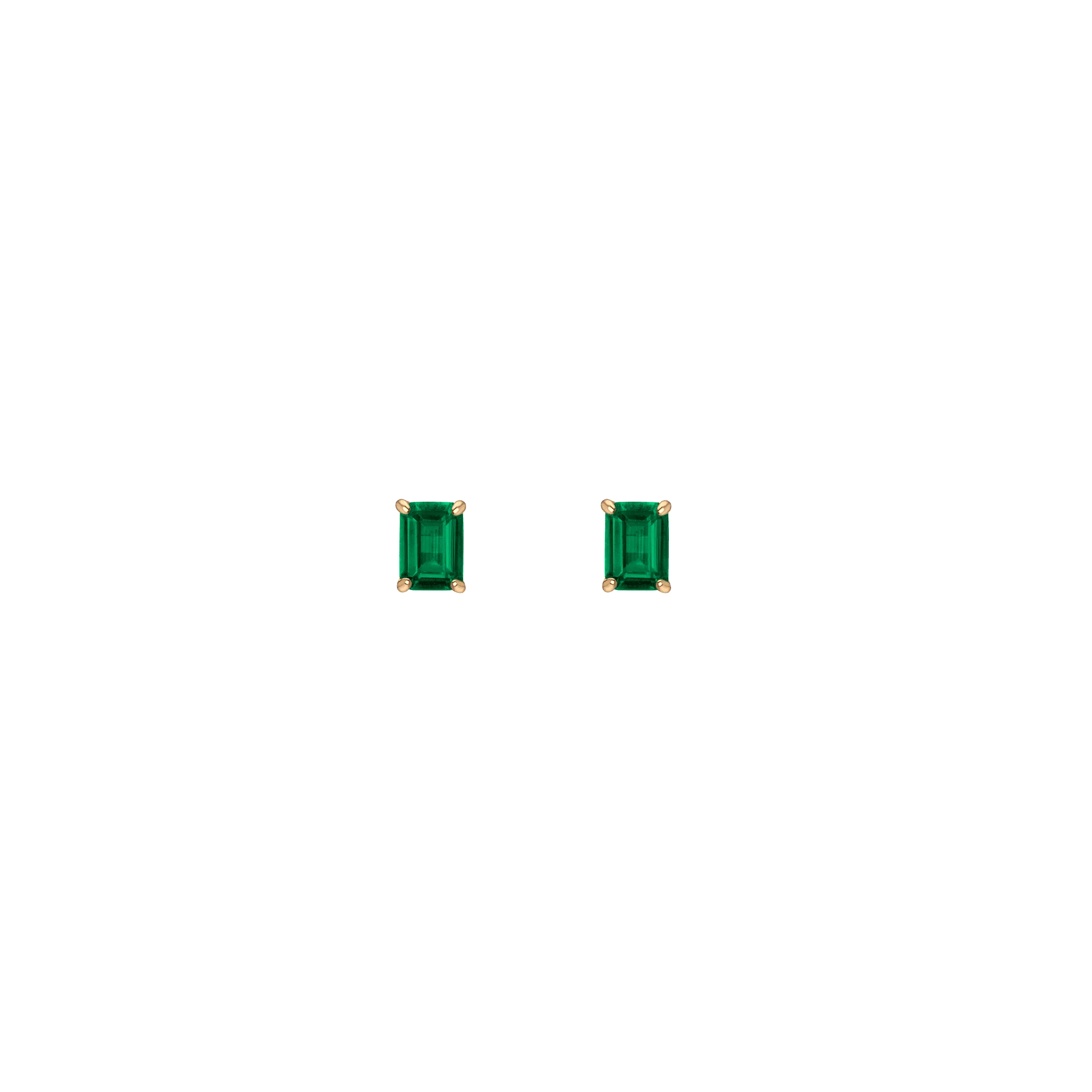 Emerald Gemstone Solitaire Stud Earrings - Image 7