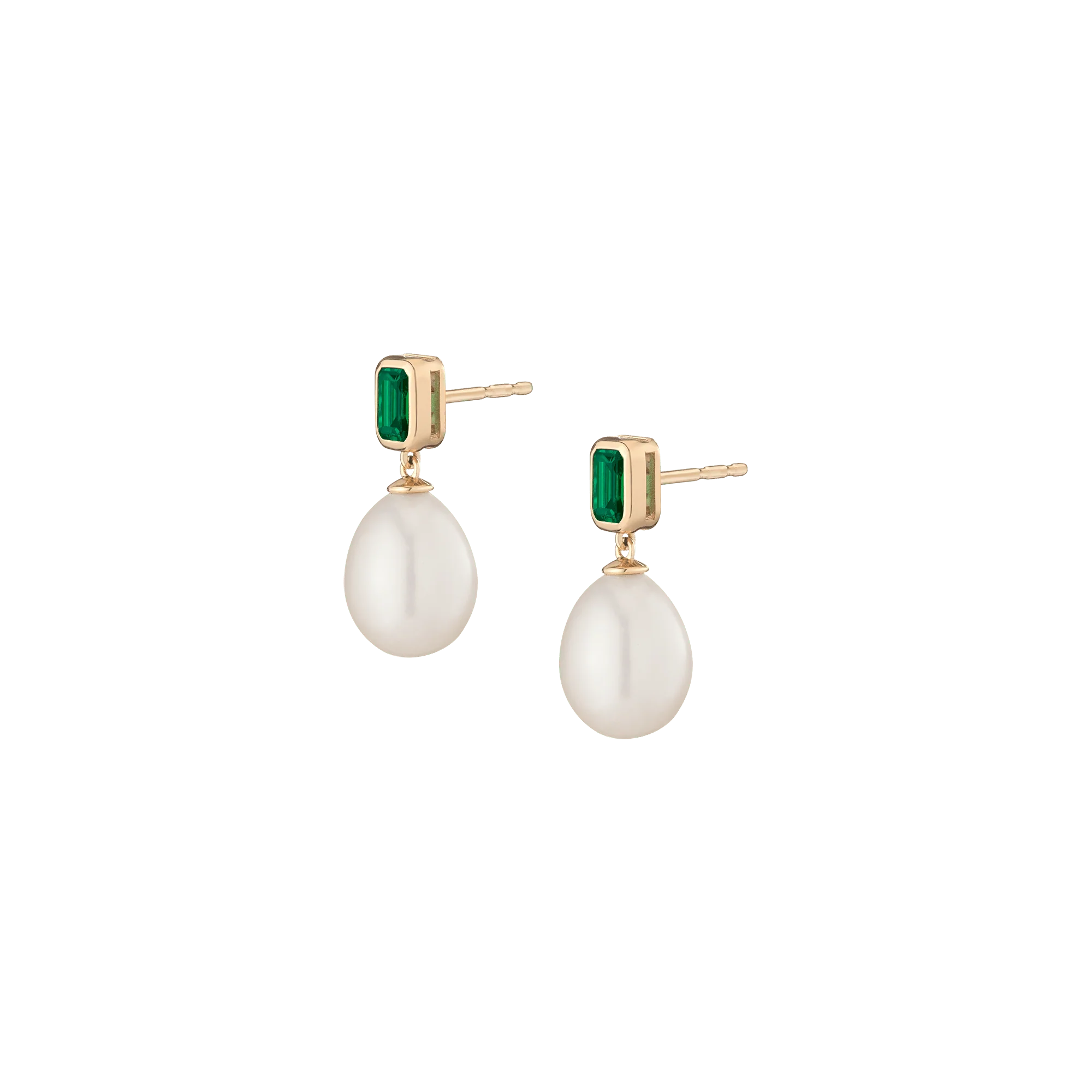 Lab Grown Emerald Heirloom Pearl Drop Earrings - Image 4