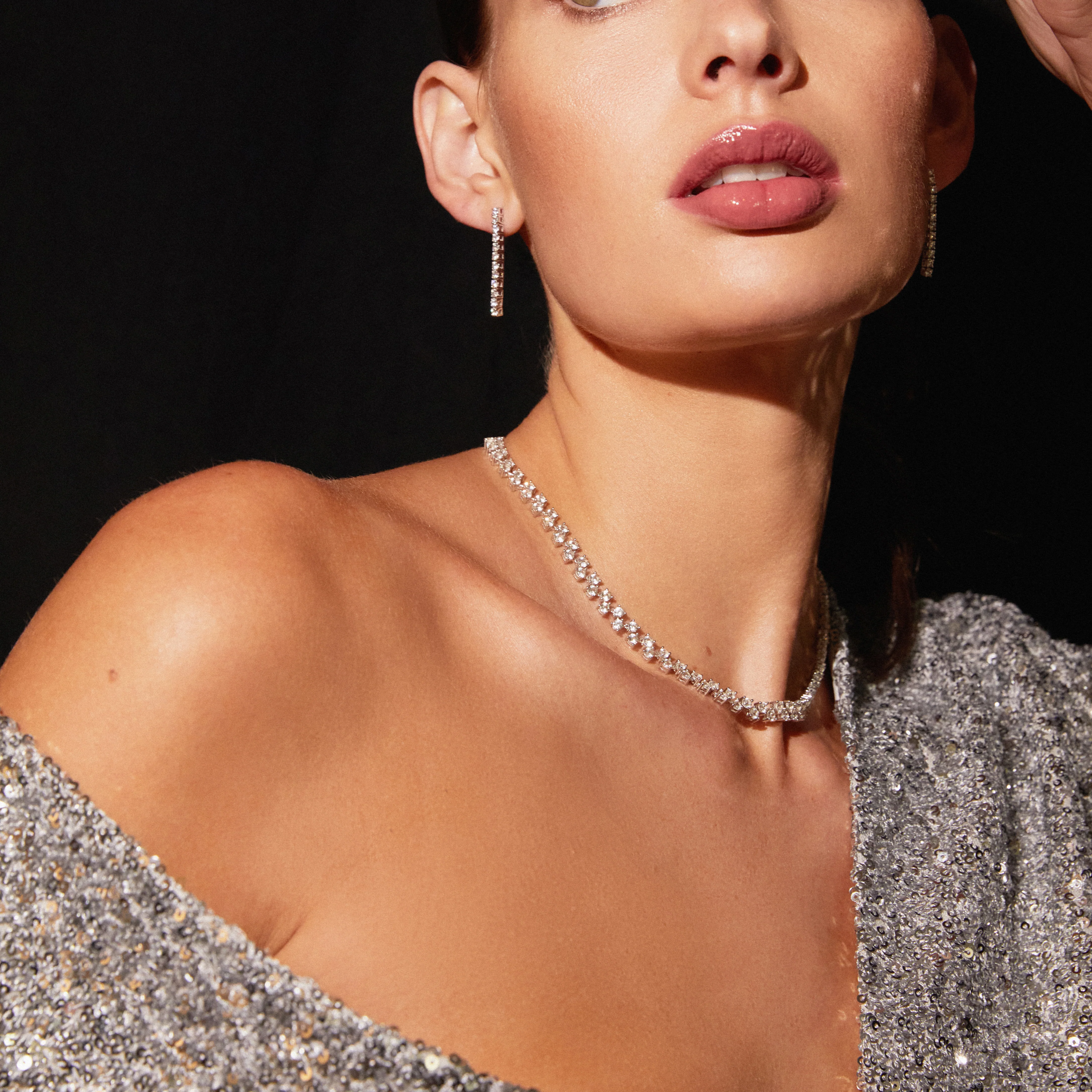 Floating Lab Grown White Sapphire Tennis Necklace - Image 8