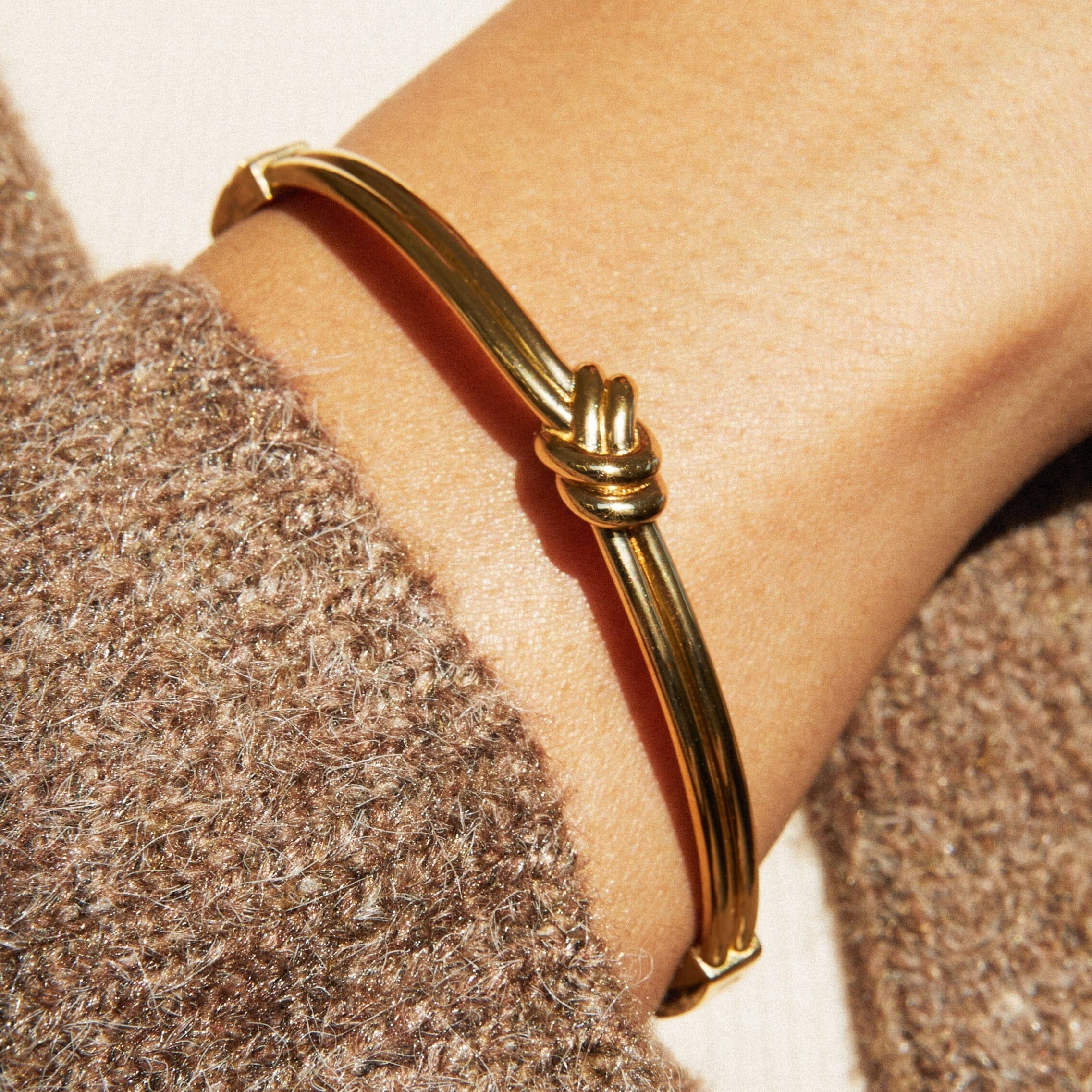 Gold Knot Hinged Bracelet - Image 7