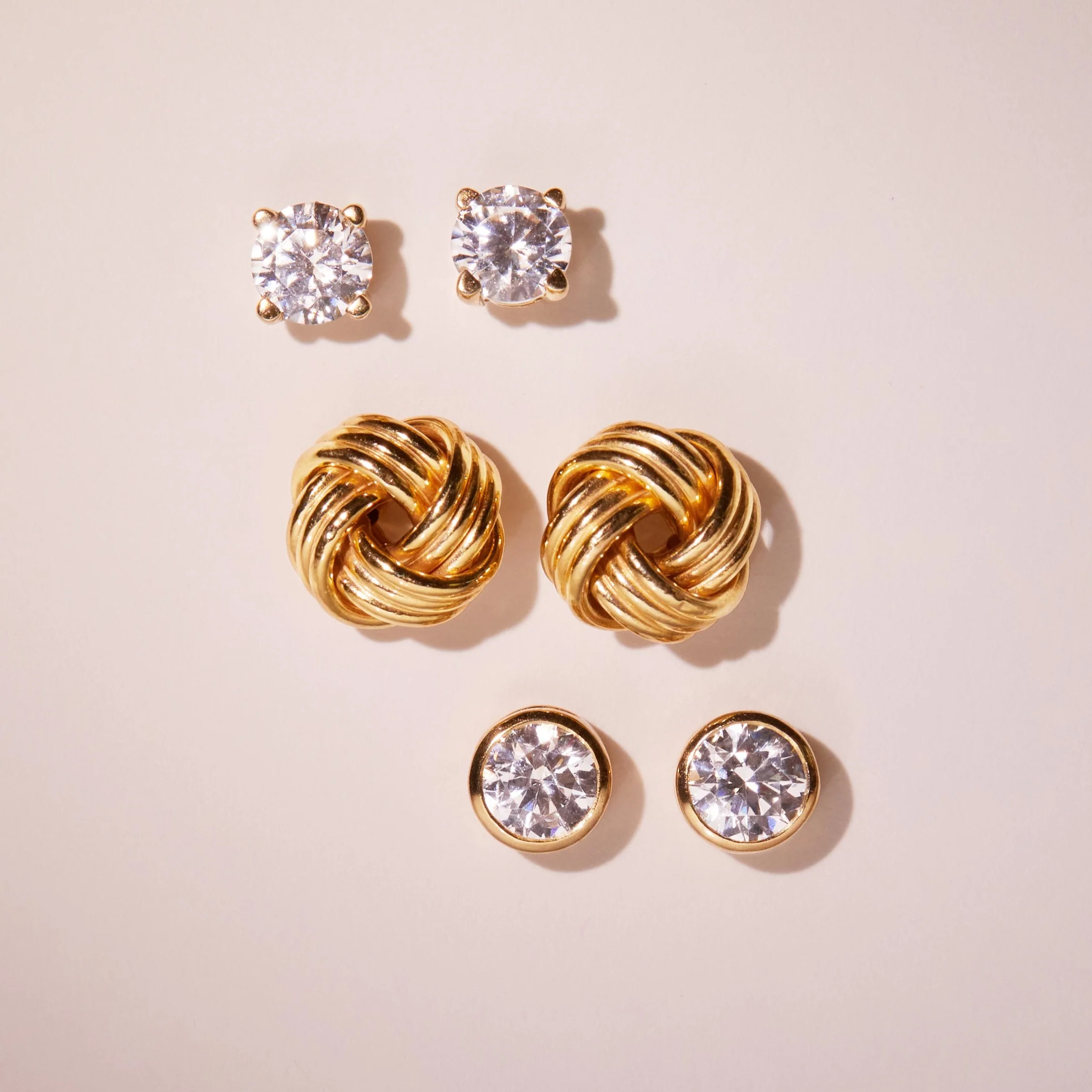 Gold Knot Stud Earrings - Image 5