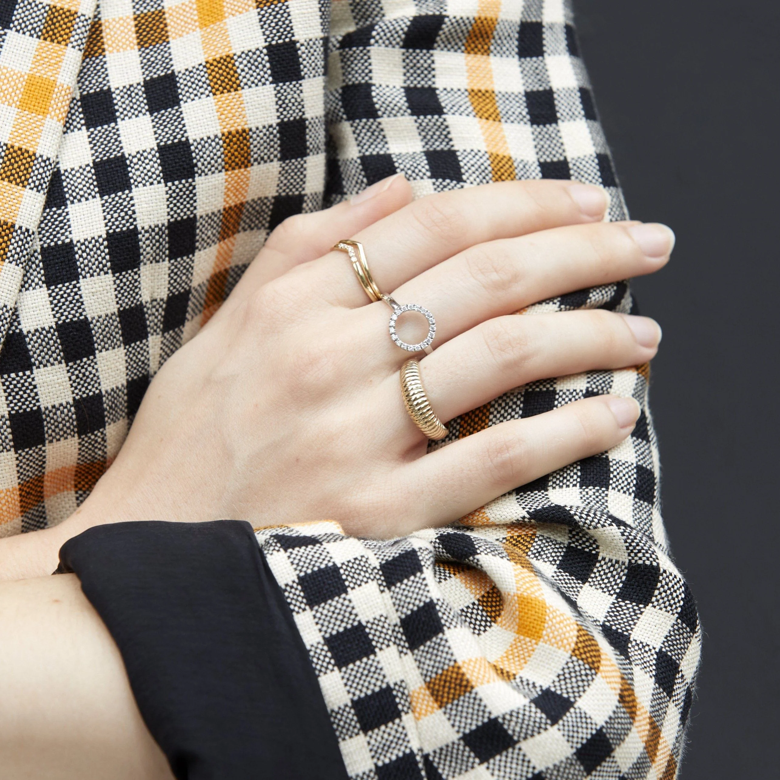 Gold Ridged Arch Ring - Image 11