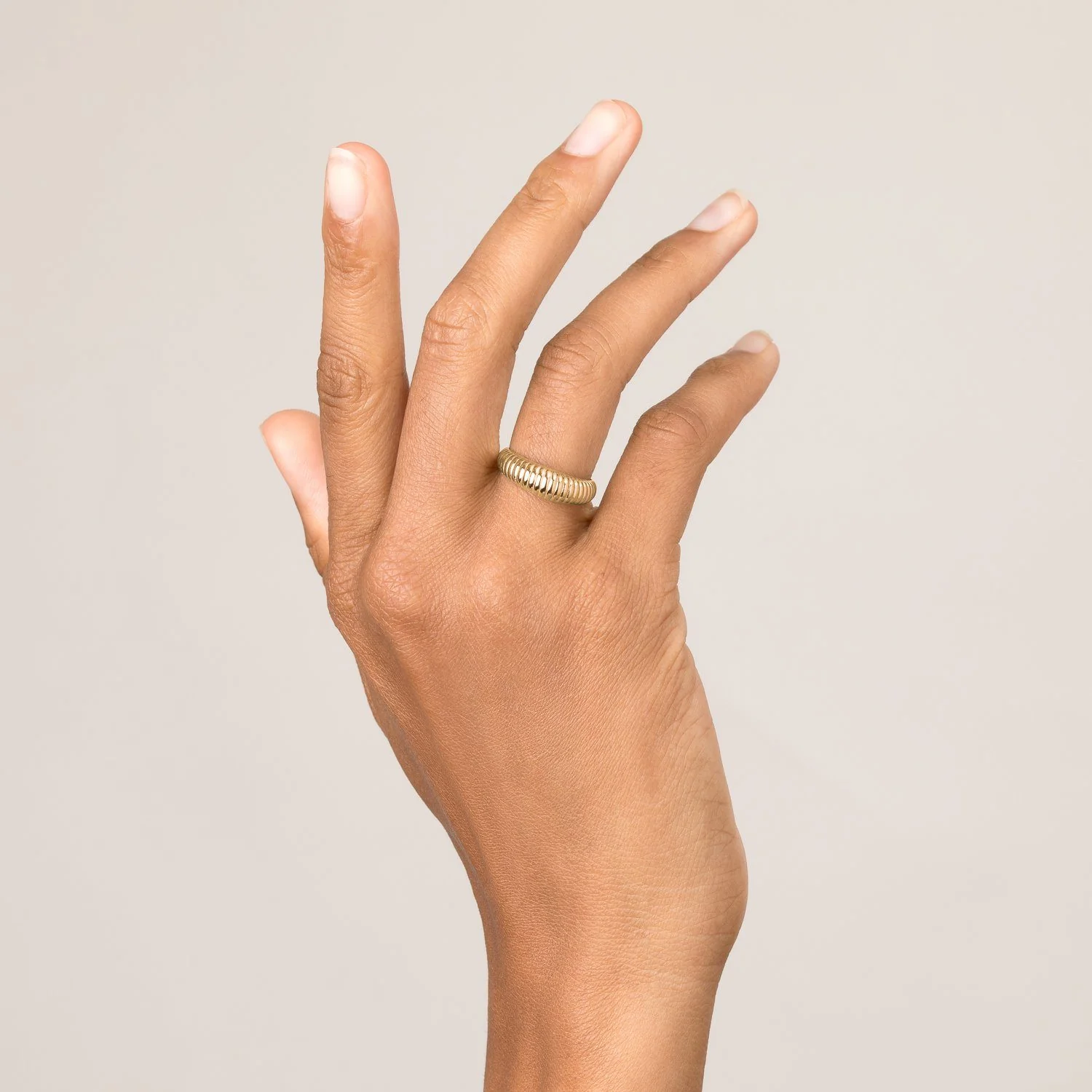 Gold Ridged Arch Ring - Image 12