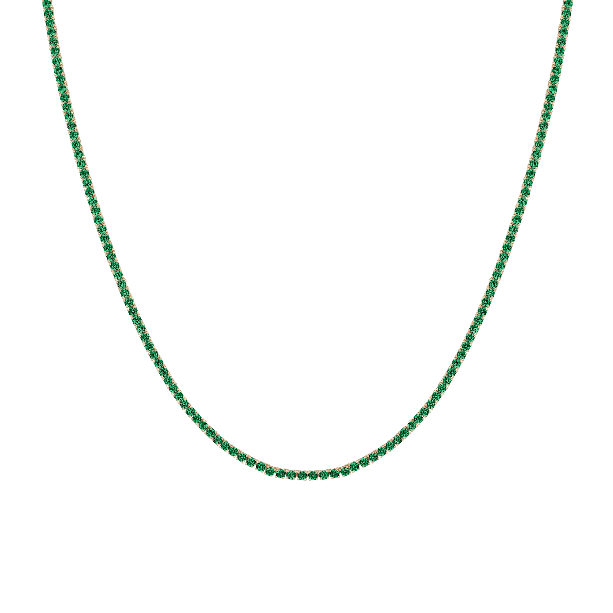 Lab Grown Green Emerald Tennis Necklace