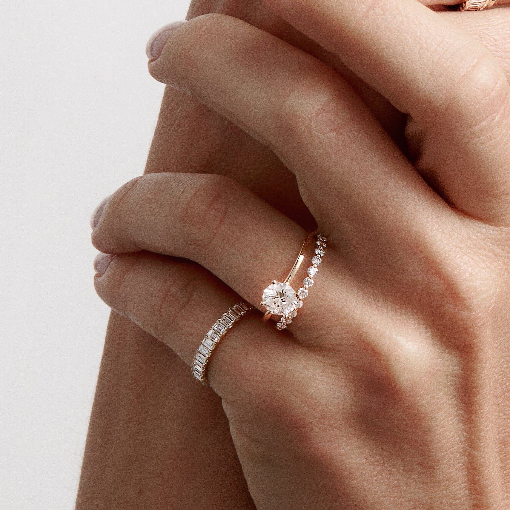 Half-Studded Prong Diamond Gold Band - Image 13