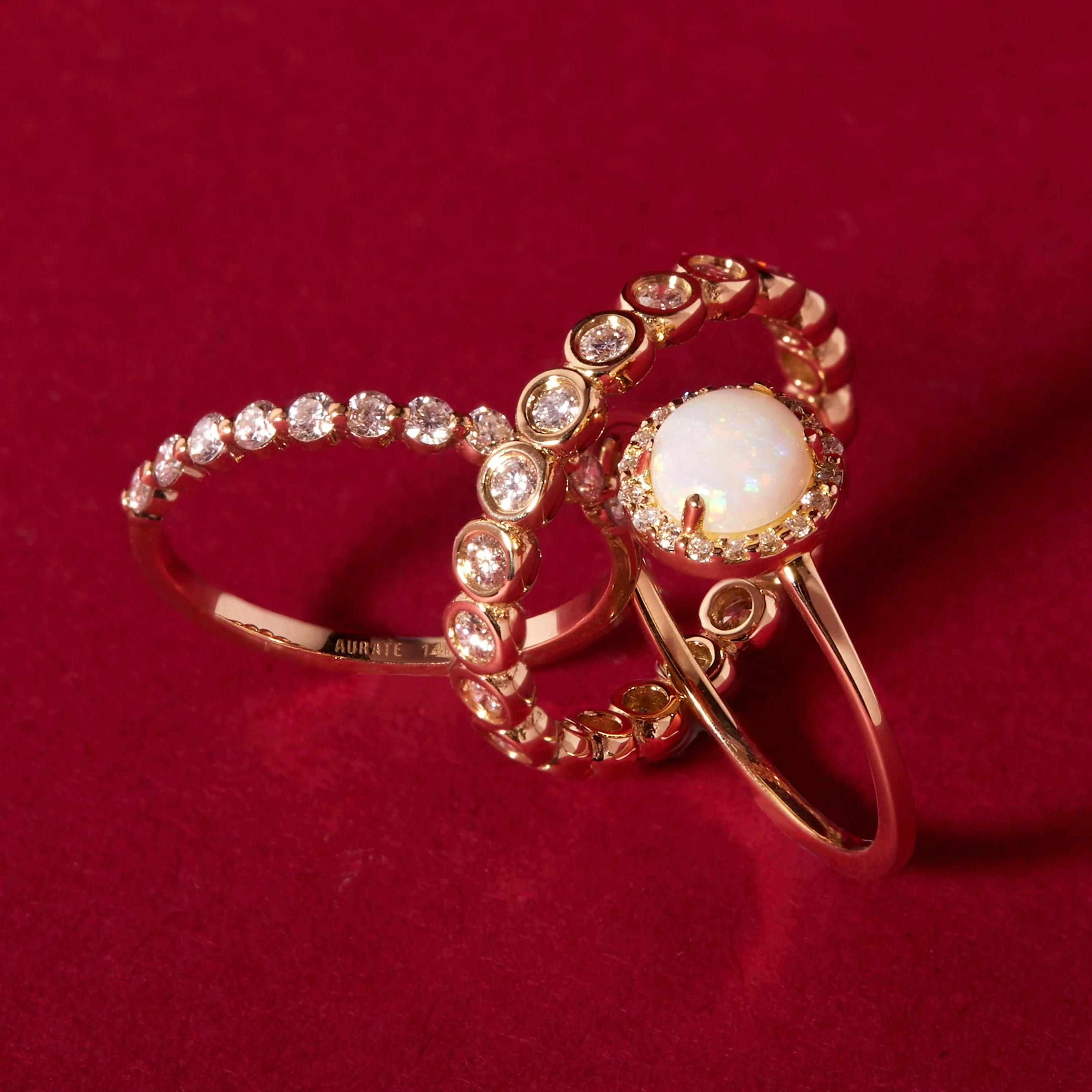 Half-Studded Prong Diamond Gold Band - Image 7