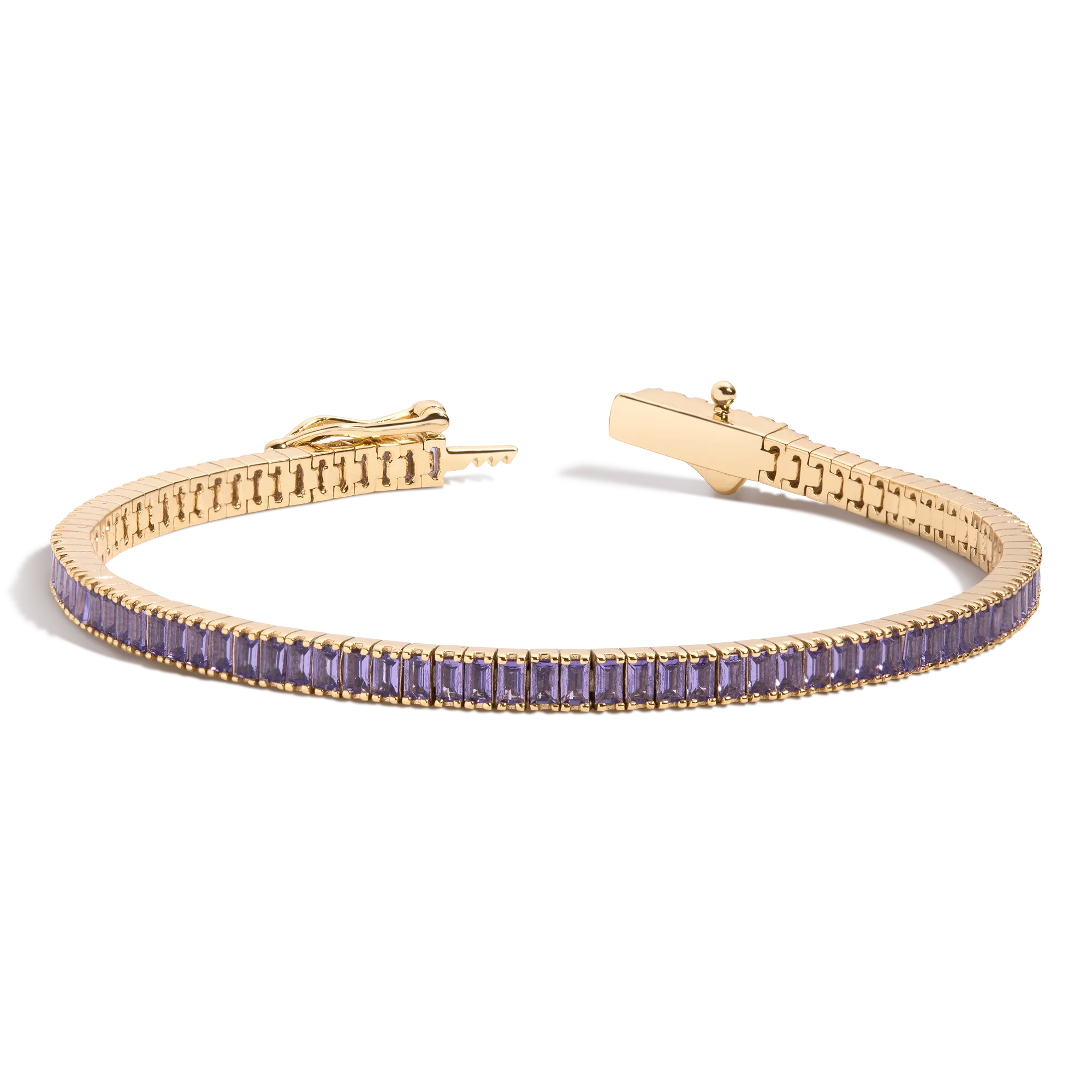 Lab Grown Amethyst Baguette Tennis Bracelet